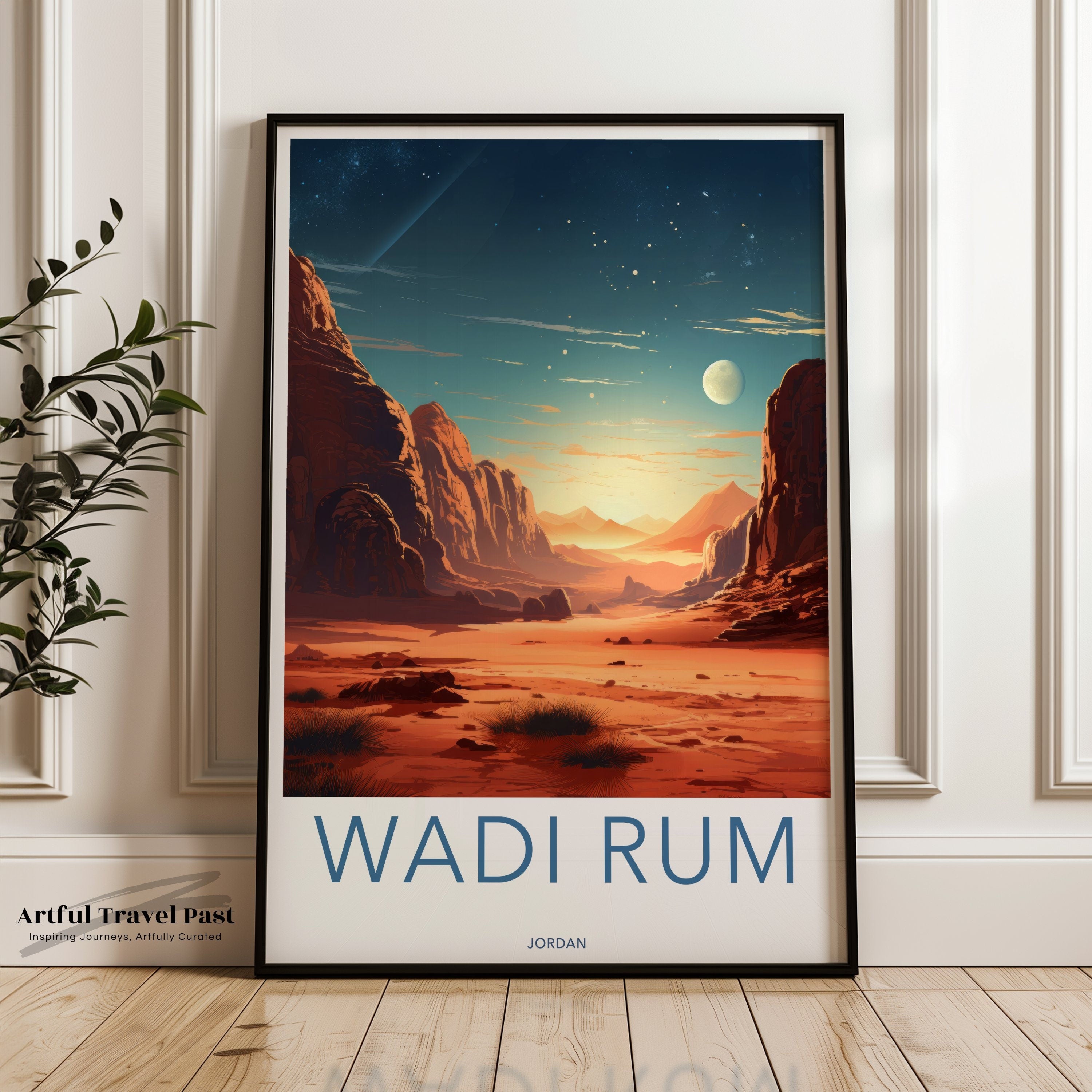 Wadi Rum Jordan Wall Art, Desert Landscape Print, Scenic Travel Poster, Middle Eastern Decor, Bedroom Living Room Office Decor