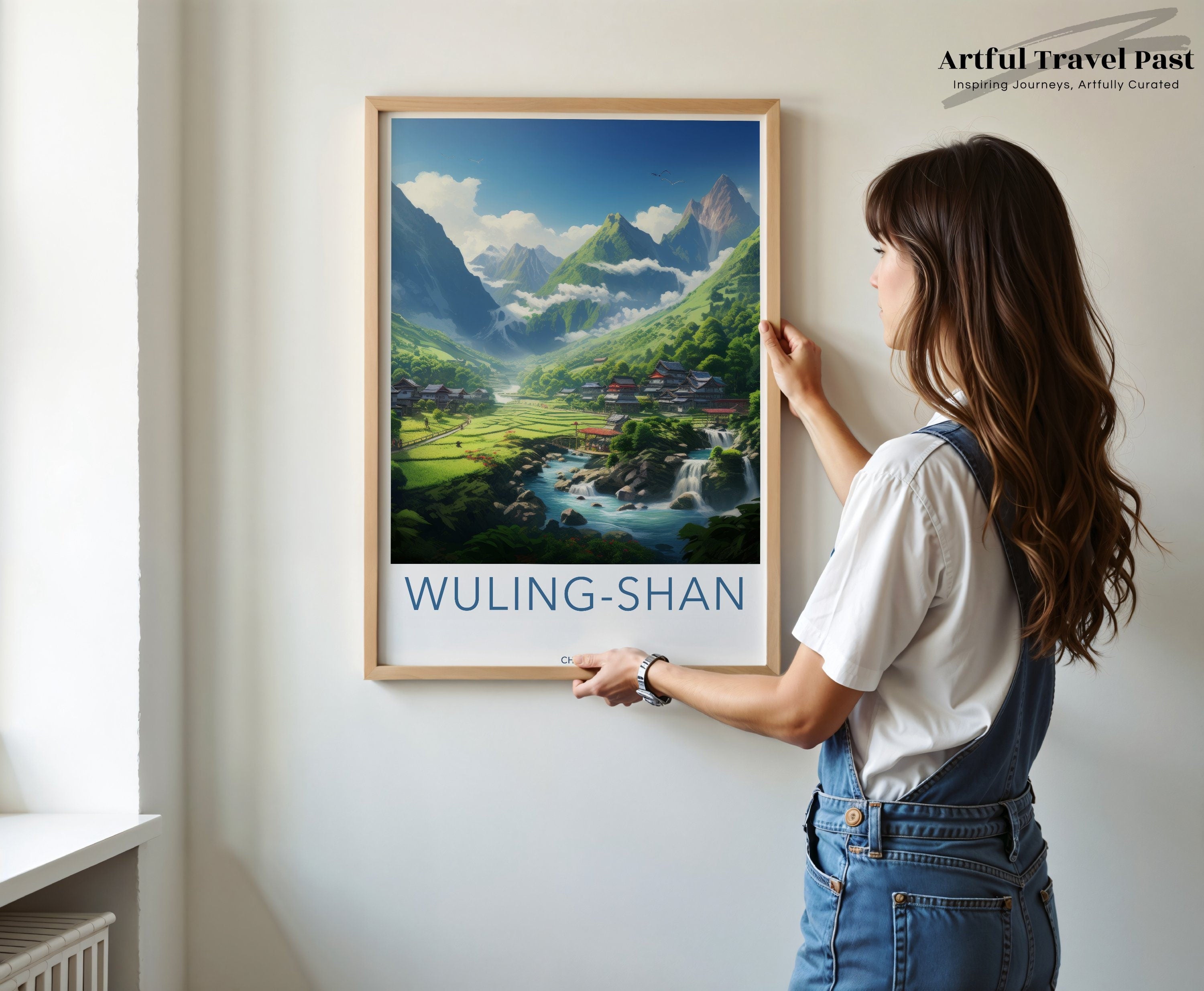 Wuling-Shan China Landscape Art, Scenic Nature Print, Mountain Wall Decor, Traditional Asia Art, Serene Valley Poster