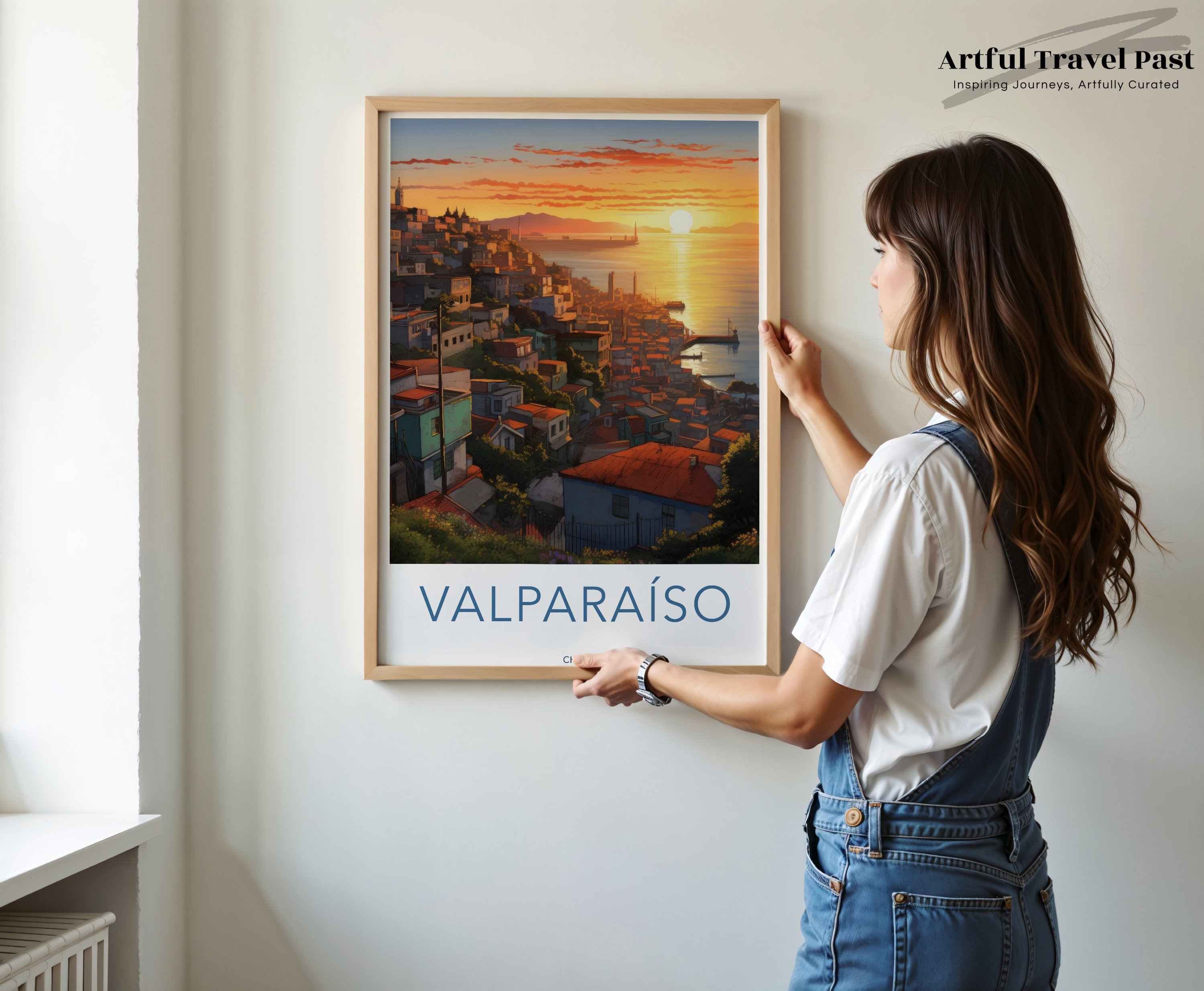 Valparaiso Chile Wall Art Sunset Coastal Cityscape Print, Scenic View Home Decor, Vibrant City Wall Art, Fine Art Poster