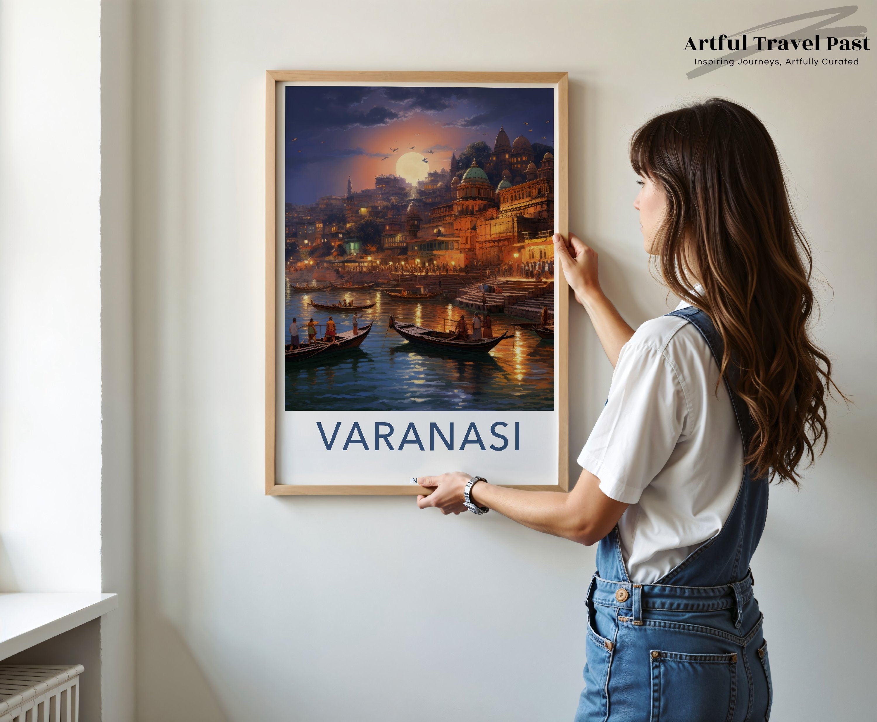 Varanasi Wall Art, Varanasi Cityscape Print, Indian Heritage Artwork, Scenic Varanasi Poster, Cultural Landmark Varanasi Decor