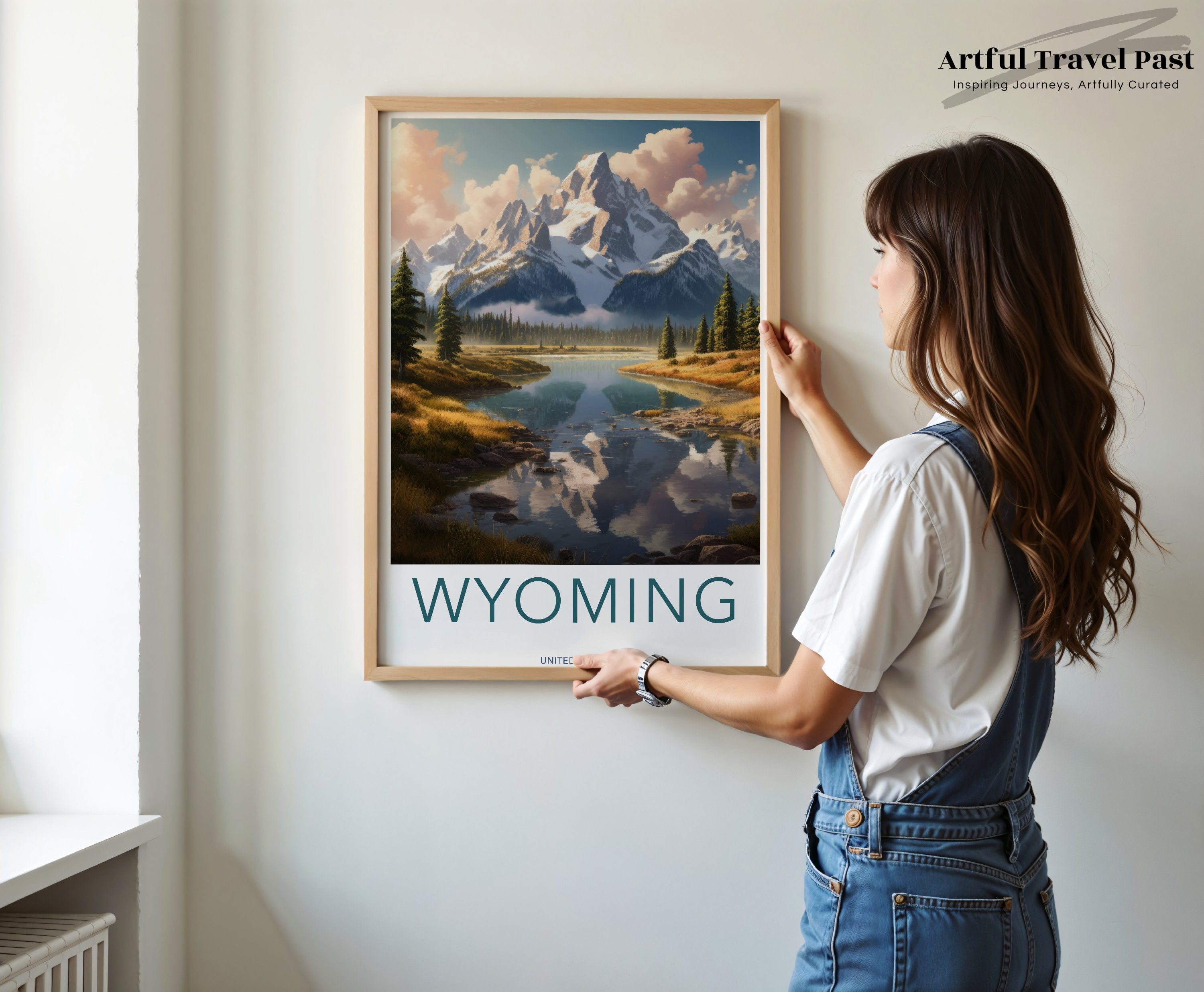 Wyoming Wall Art Poster, Beautiful Landscape Print, Mountain Scenic View, Nature Decor, Home and Office Artwork, USA Travel Poster