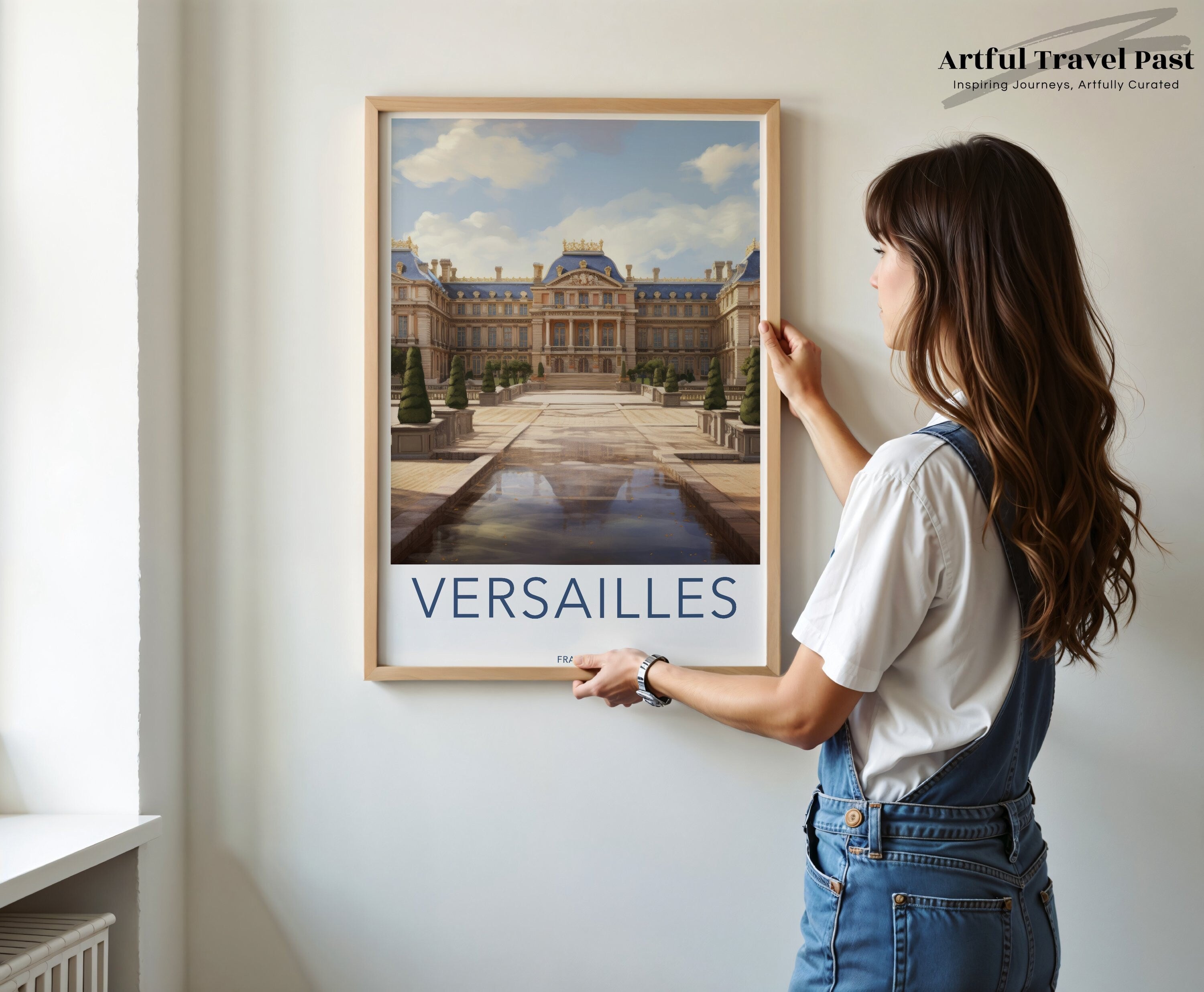 Versailles Wall Art, French Palace Poster, Historic Architecture Print, Elegant Chateau Illustration, France Travel Decor