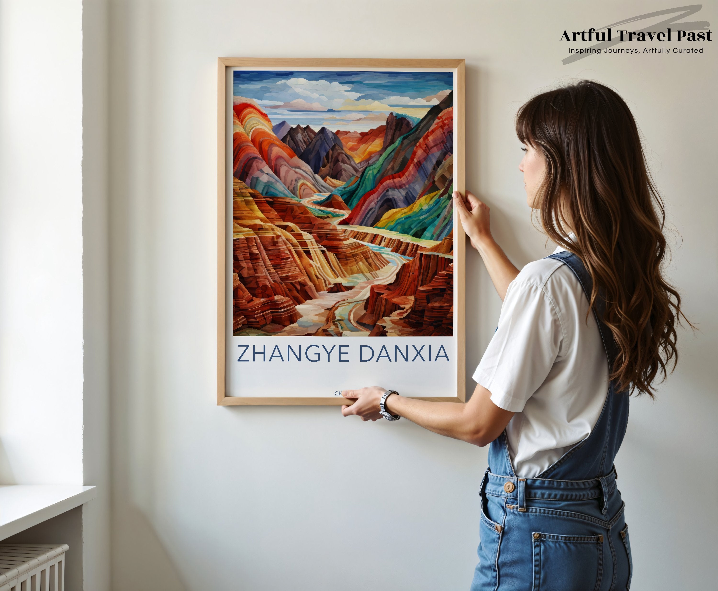 Zhangye Danxia Landform Wall Art, Colorful Mountain Landscape Print, Chinese Natural Wonder, Vibrant Wall Decor, Nature Inspired Art