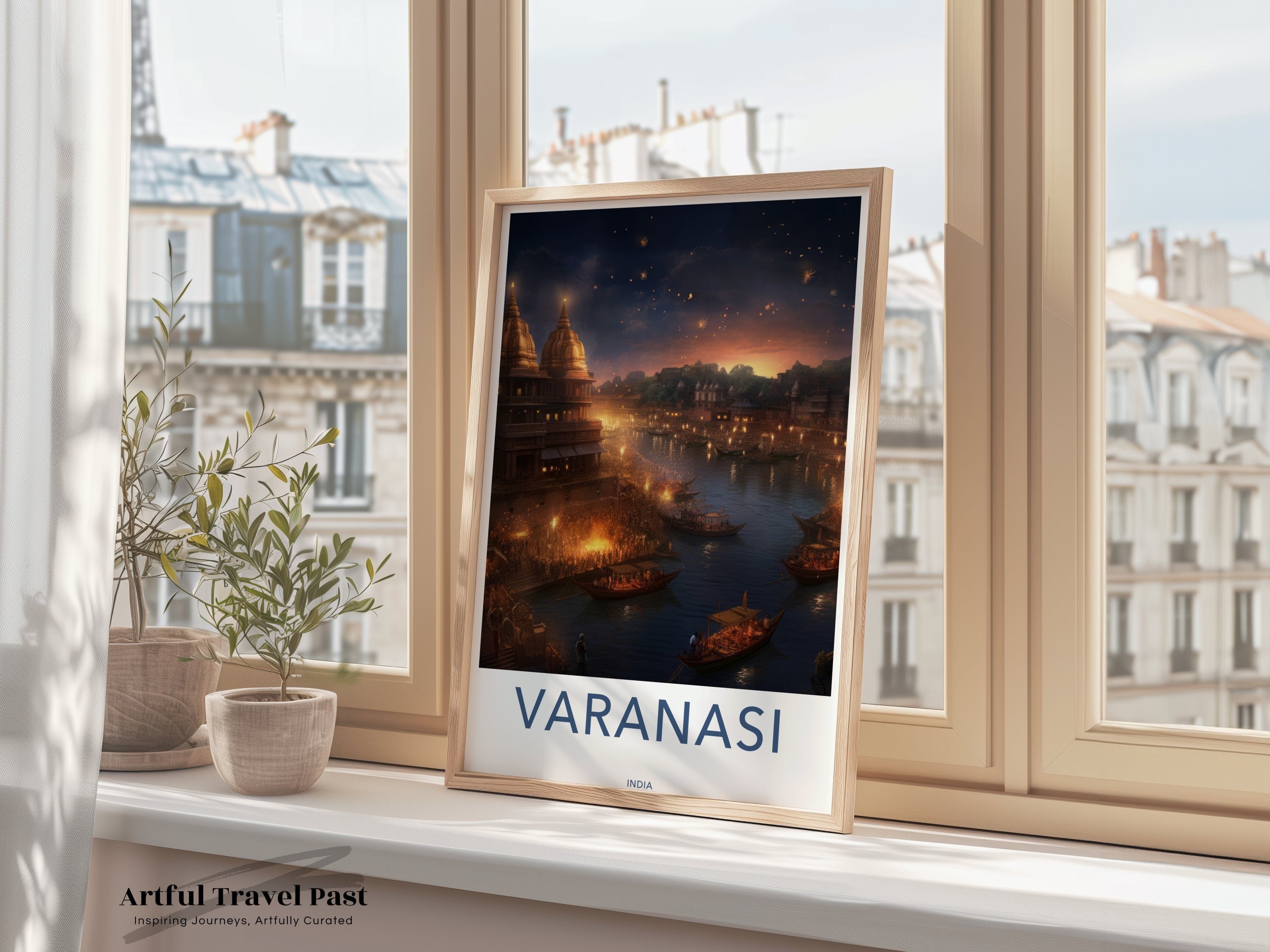 Varanasi India Wall Art, Historical and Cultural Landmark Poster, Beautiful River Scene, Architectural Wonders, Perfect Home Decor