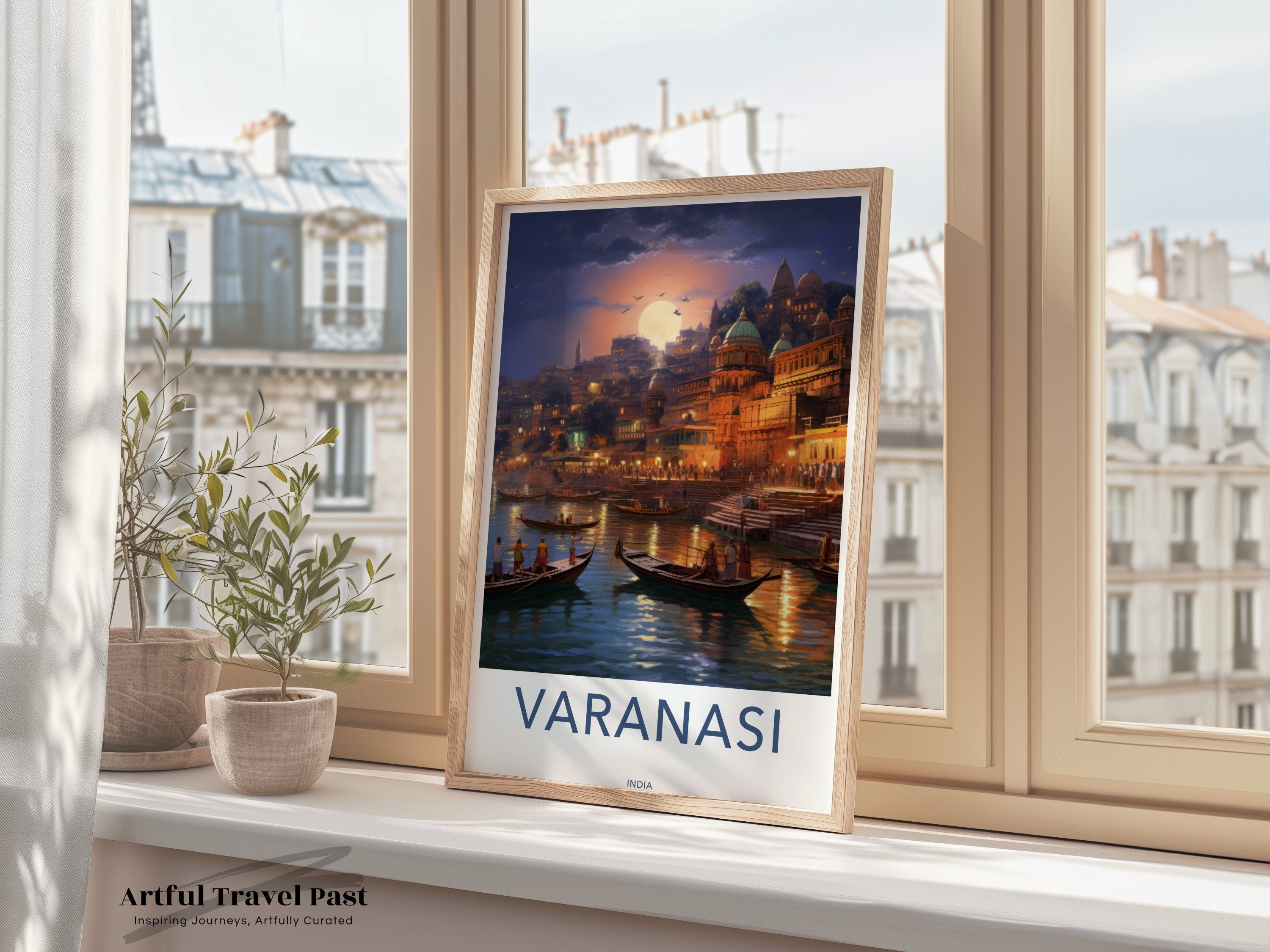 Varanasi Wall Art, Varanasi Cityscape Print, Indian Heritage Artwork, Scenic Varanasi Poster, Cultural Landmark Varanasi Decor