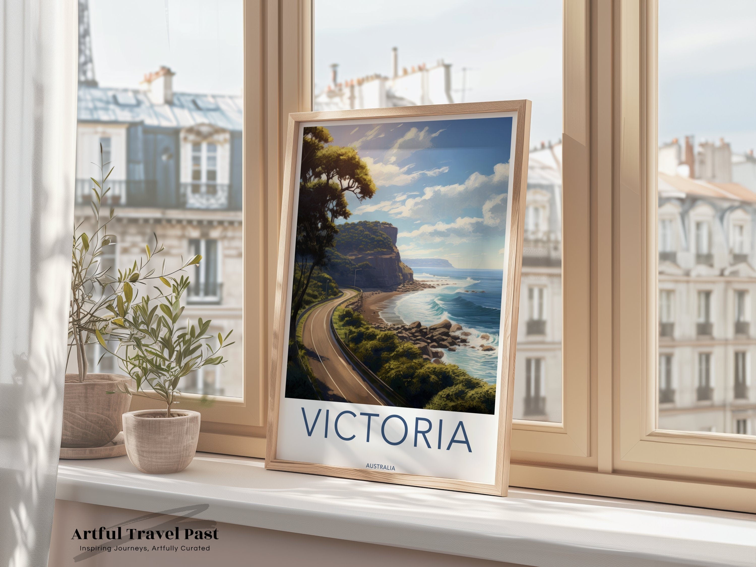 Scenic Coastal Road Victoria Australia Wall Art, Coastal Landscape Print, Ocean View Artwork, Victoria Travel Poster, Australian Scenery