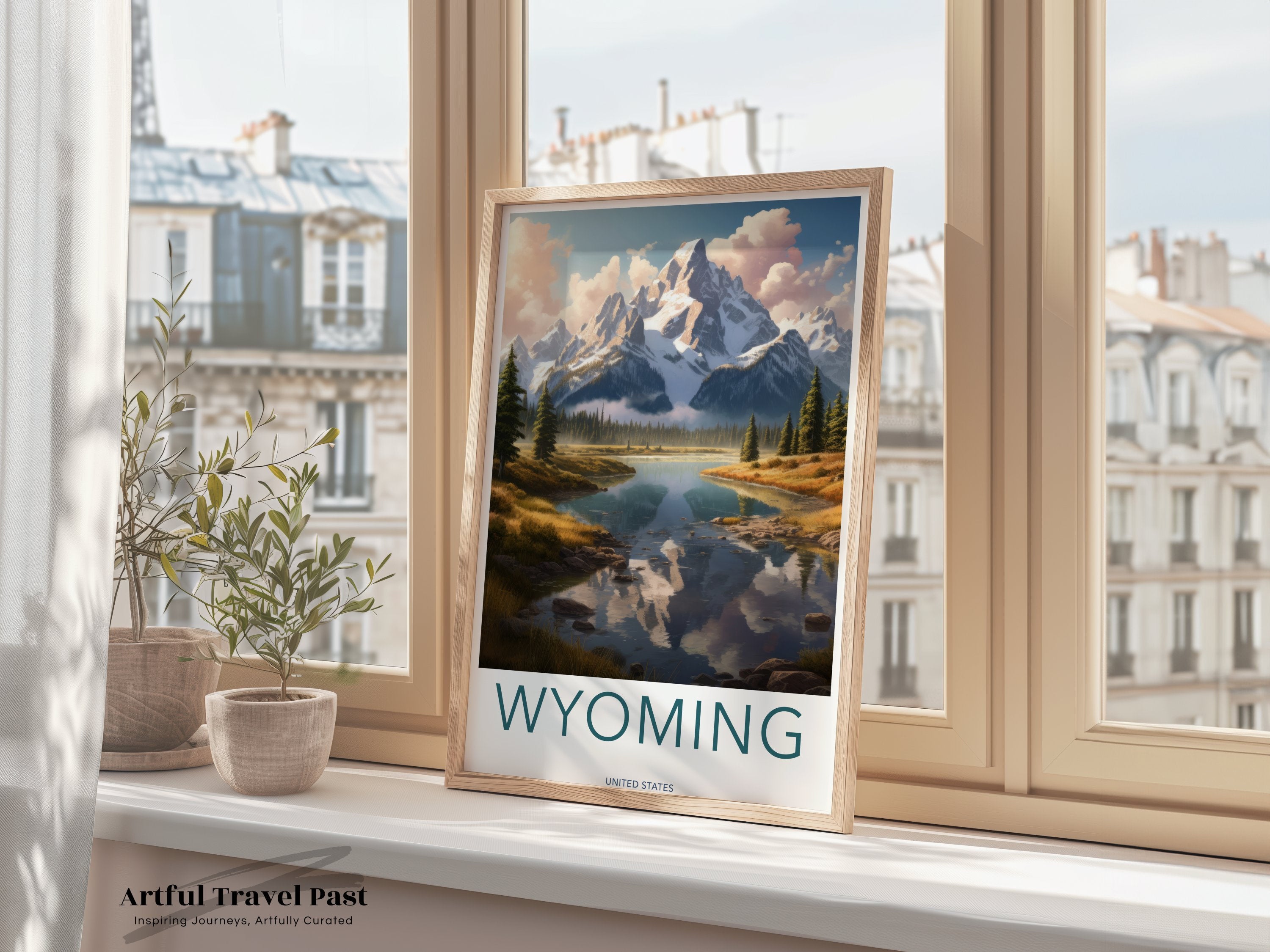 Wyoming Wall Art Poster, Beautiful Landscape Print, Mountain Scenic View, Nature Decor, Home and Office Artwork, USA Travel Poster