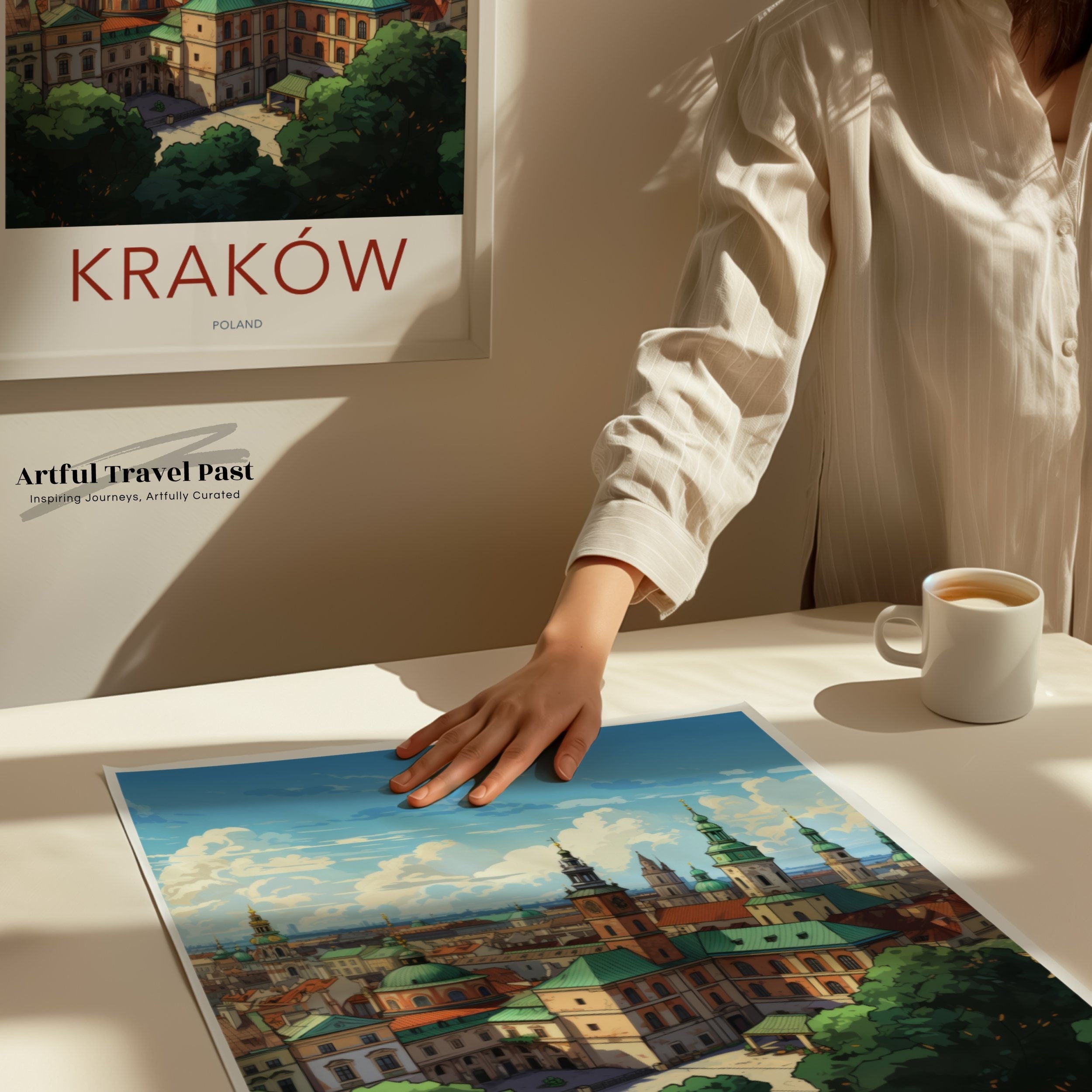 Kraków Wall Art, Historic Cityscape Print, Old Town Architecture, Poland Travel Poster, Eastern European City Art Decor