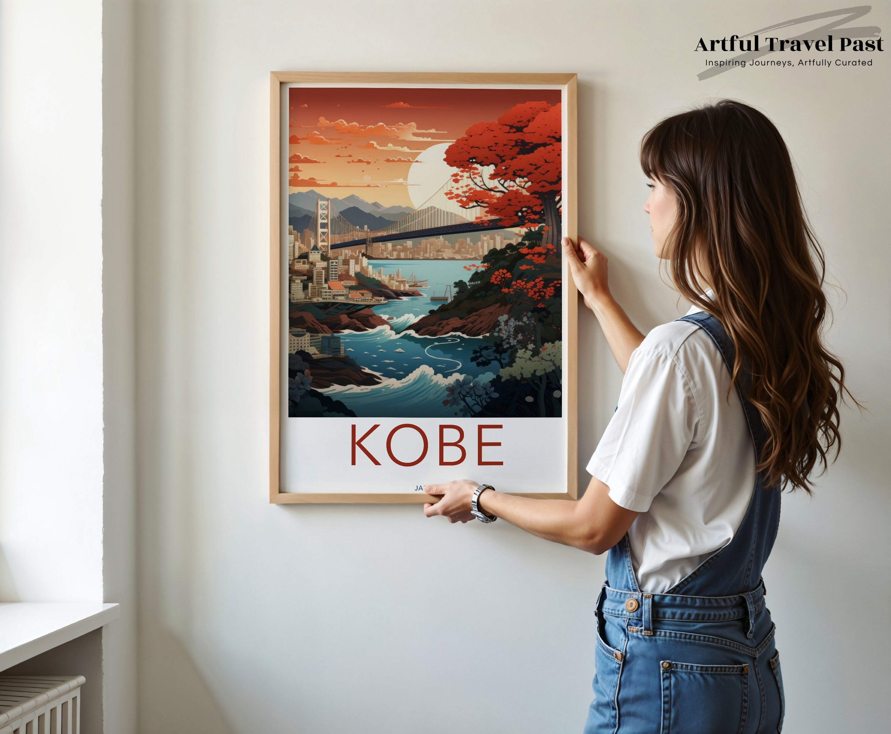 Kobe Wall Art, Japan Scenic Poster, Architectural Wonders, Beautiful Kobe Cityscape, Nature and Culture Artwork, Coastal View