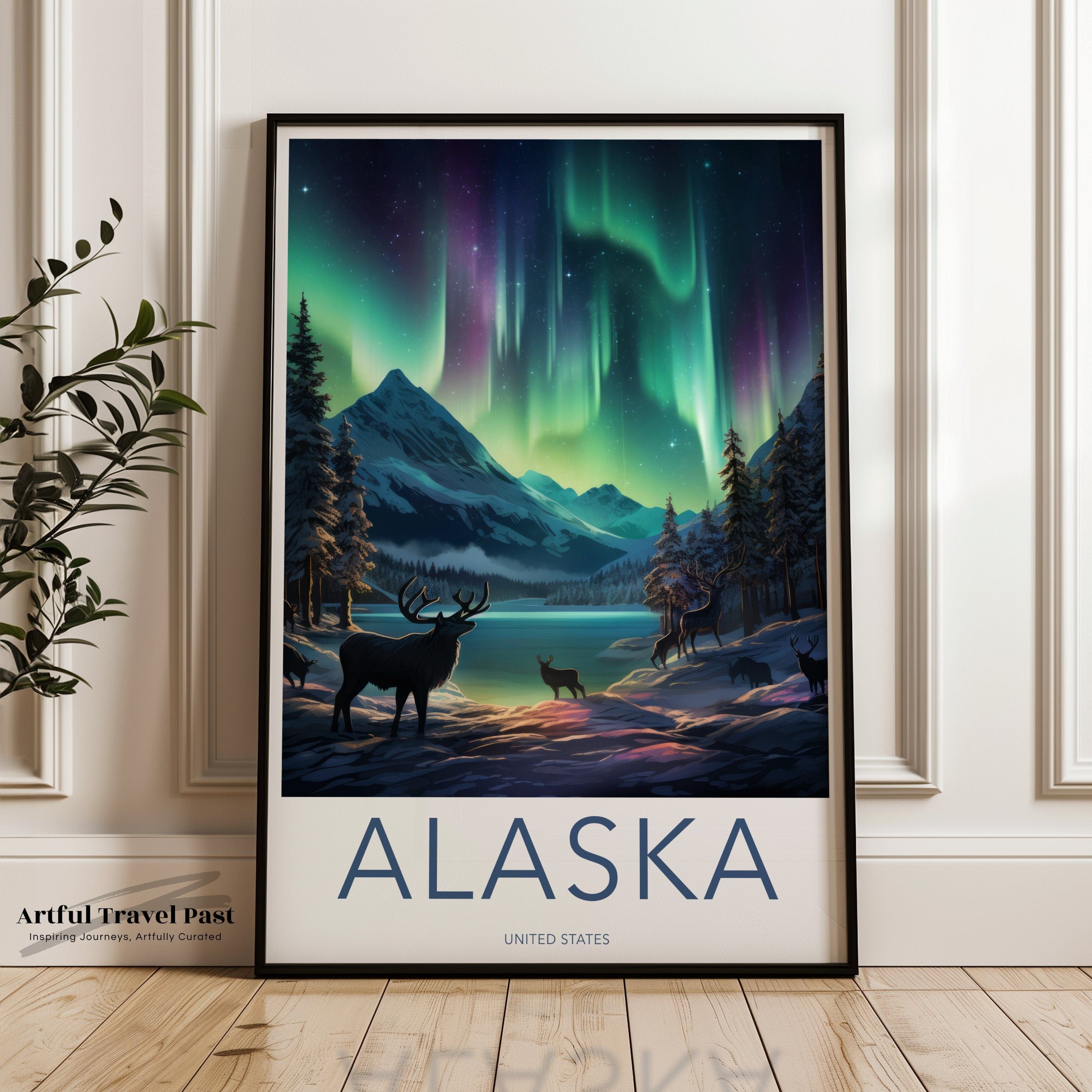 Wall Art Alaska Poster | Aurora Borealis Artwork | USA Wall Art