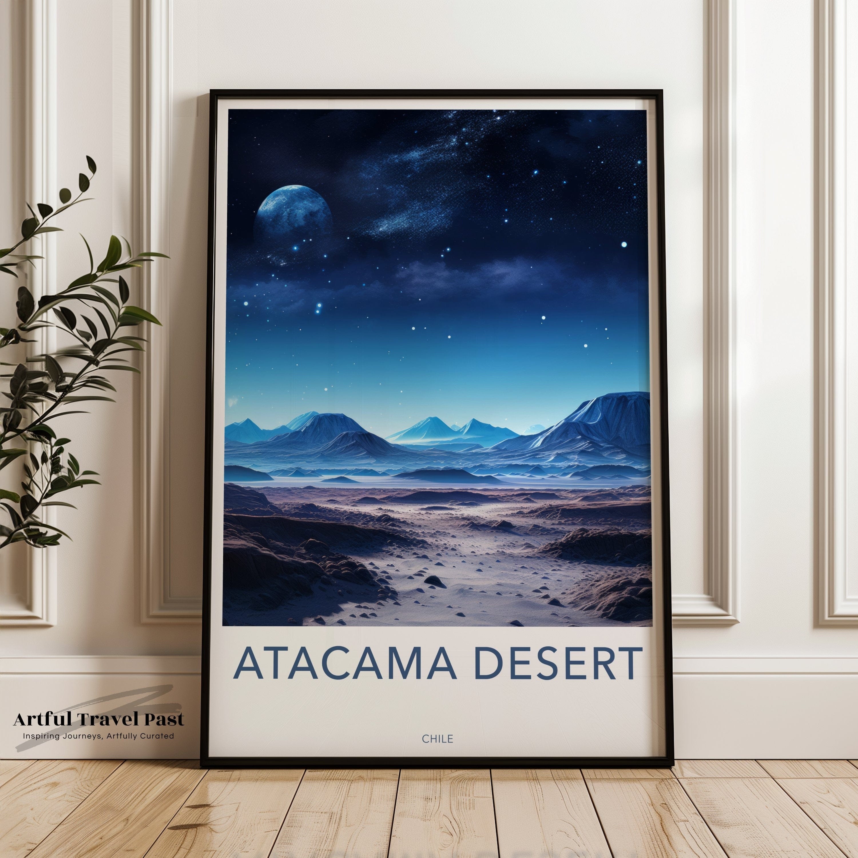 Wall Art Atacama Poster | Moonlit Desert Landscape | Chile Wall Art