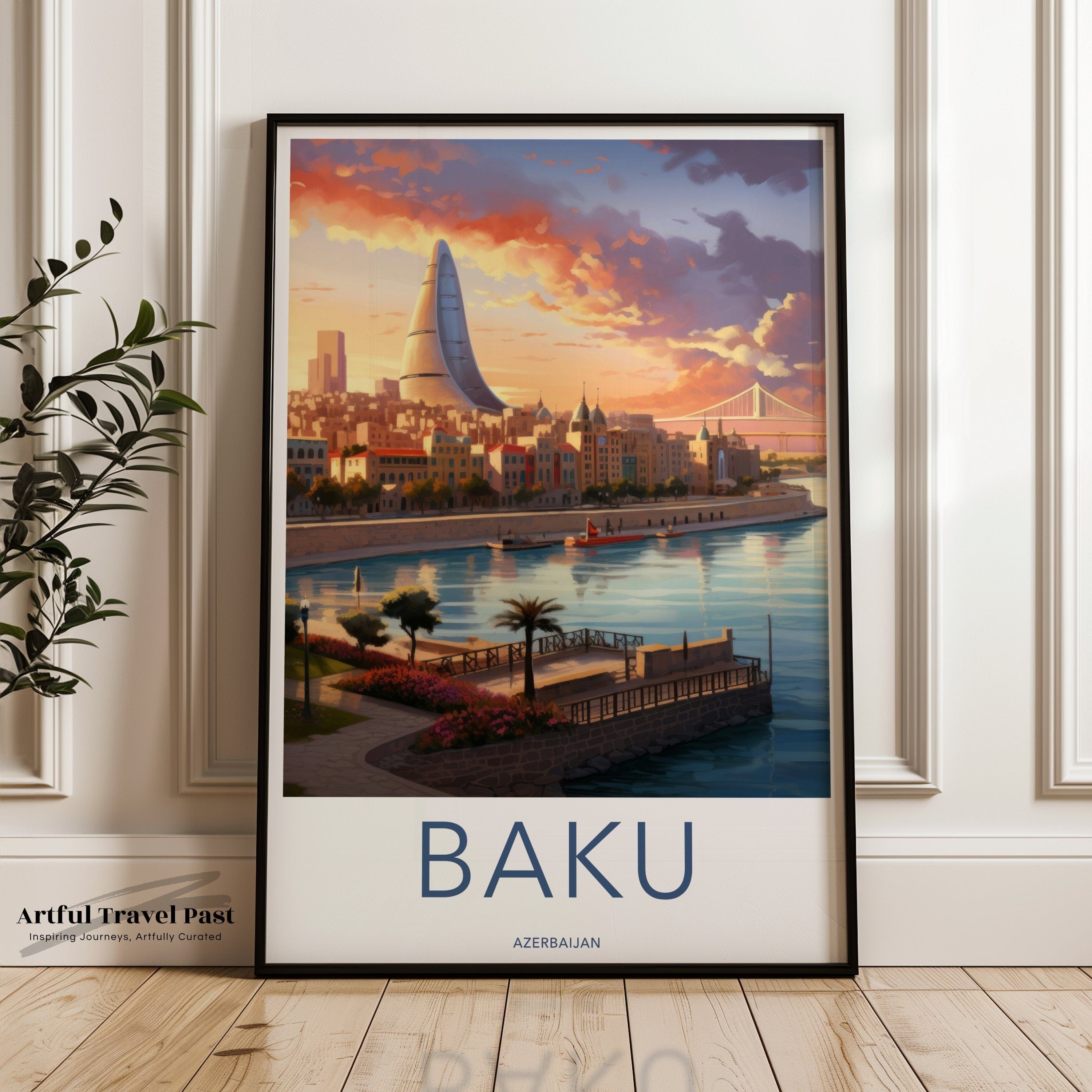 Wall Art Baku Poster | Azerbaijan Wall Art | Middle East Decor