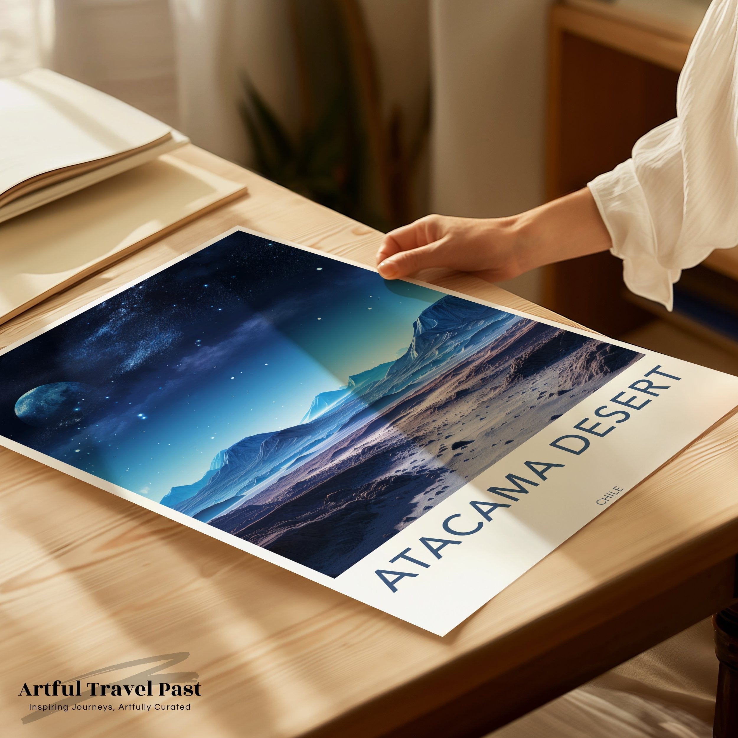 Wall Art Atacama Poster | Moonlit Desert Landscape | Chile Wall Art