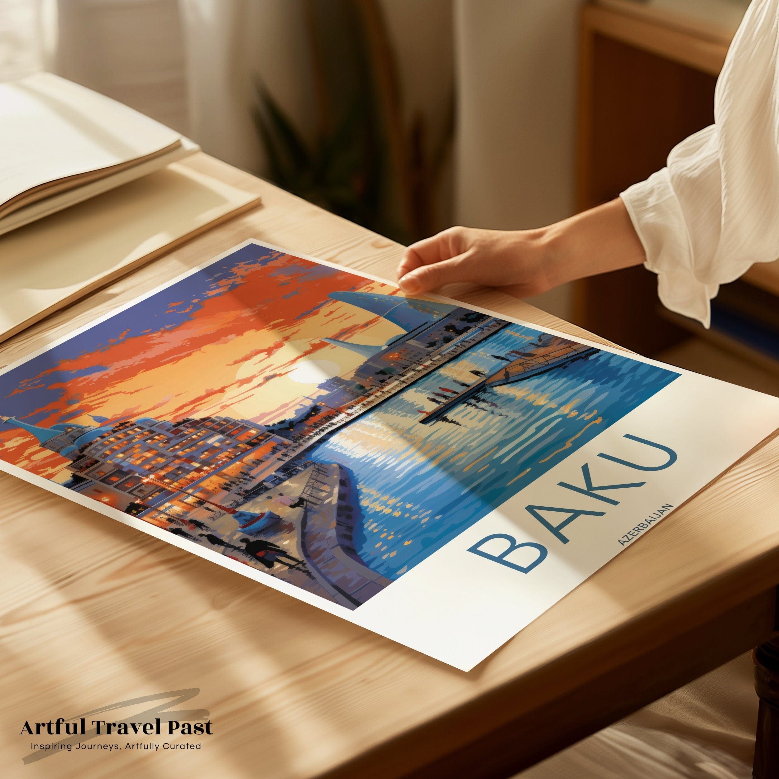 Wall Art Baku Poster | Sunset Skyline | Azerbaijan Wall Art