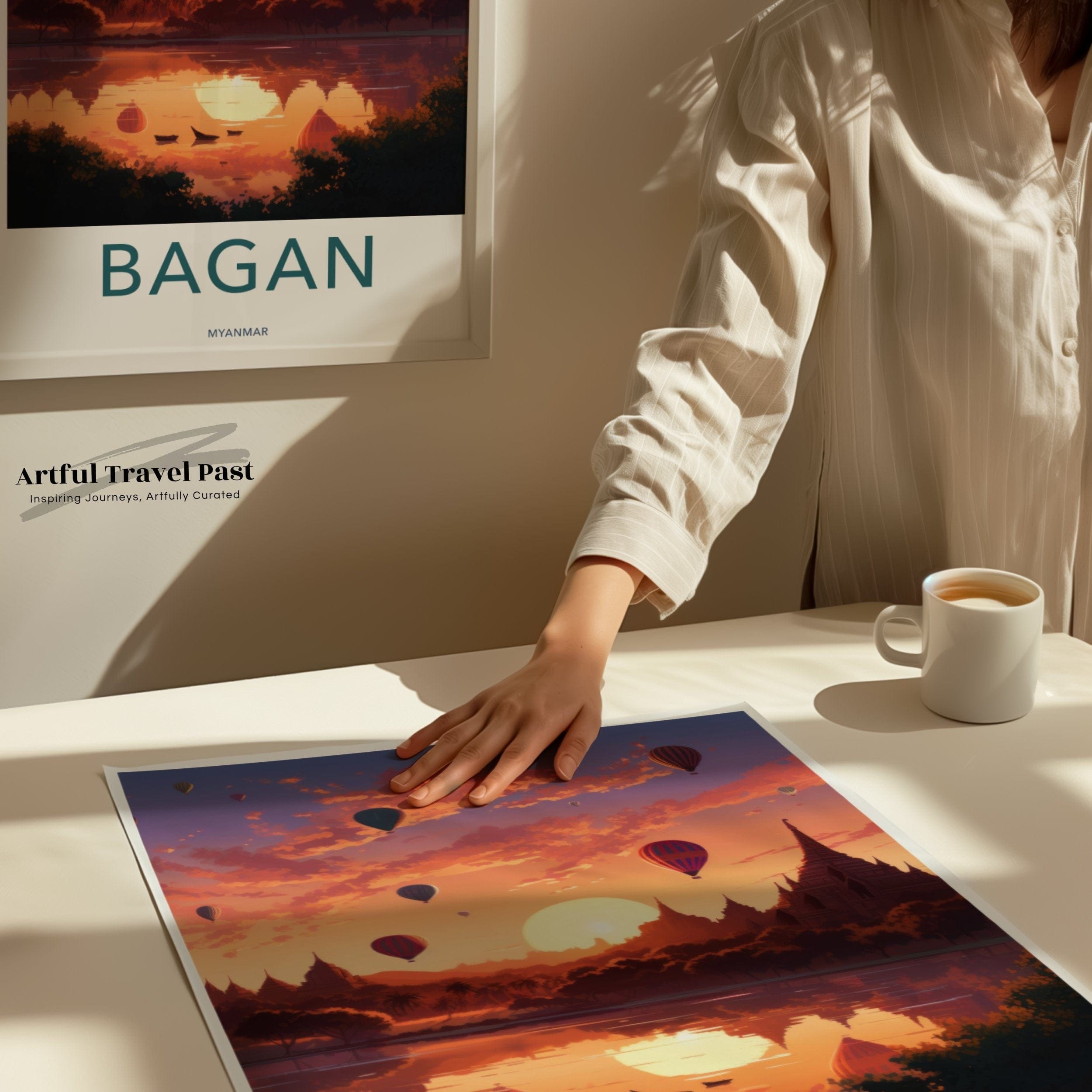 Wall Art Bagan Sunset Poster | Myanmar Wall Art | Asia Decor