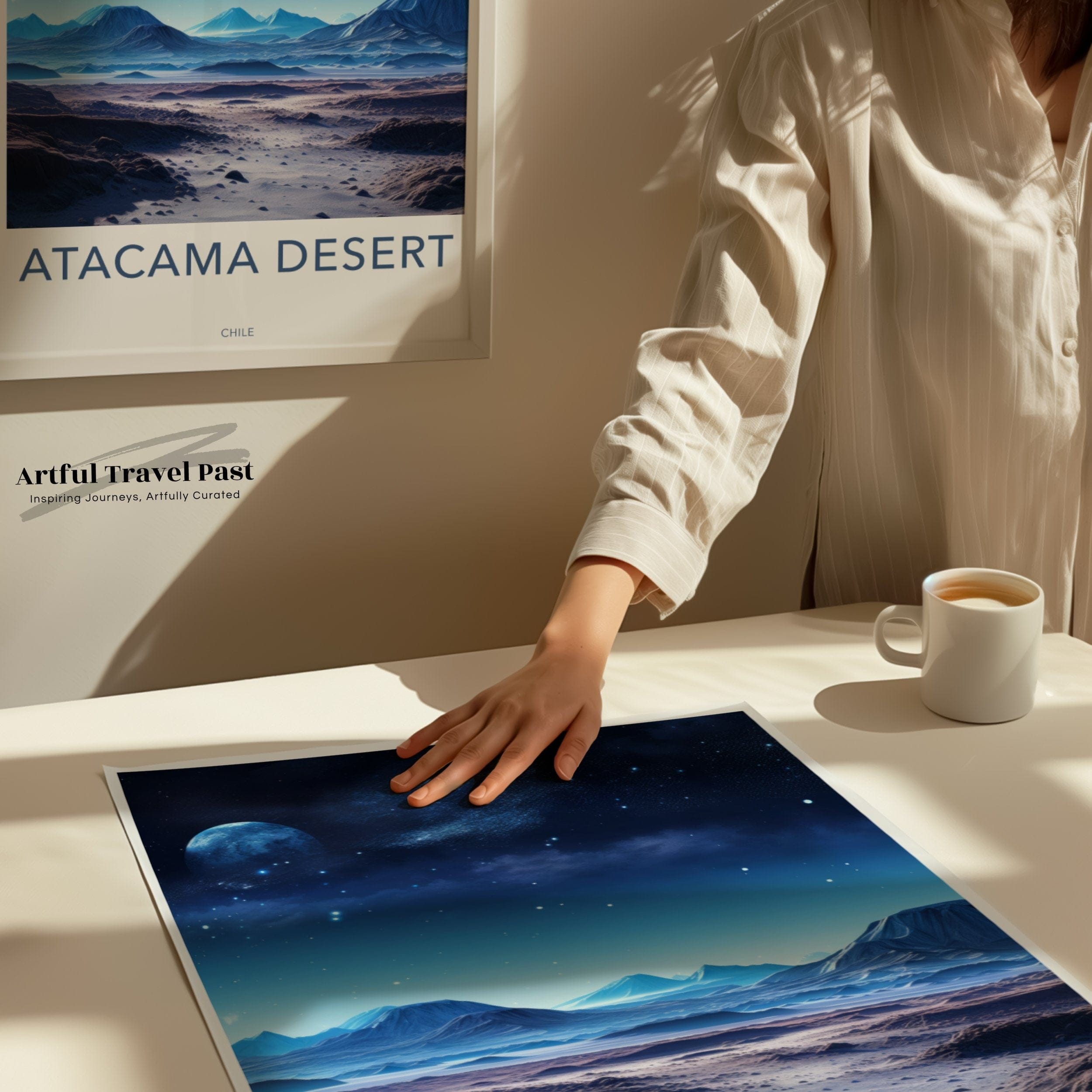 Wall Art Atacama Poster | Moonlit Desert Landscape | Chile Wall Art