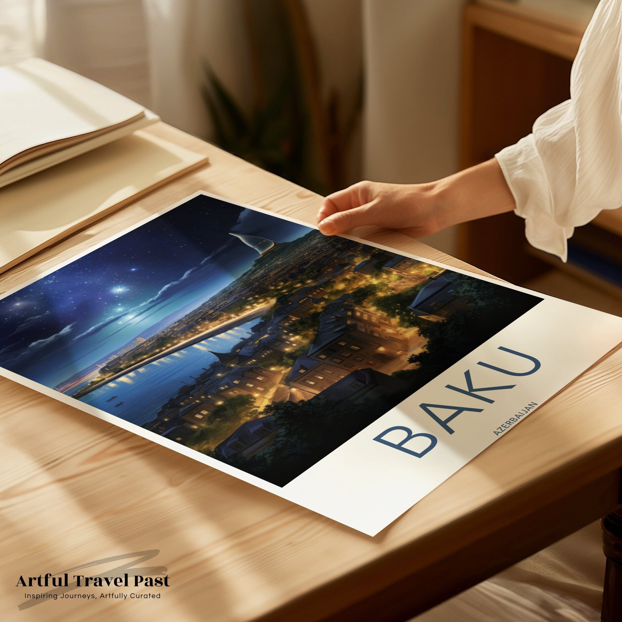 Wall Art Baku Poster | Starry Night Skyline | Azerbaijan Wall Art