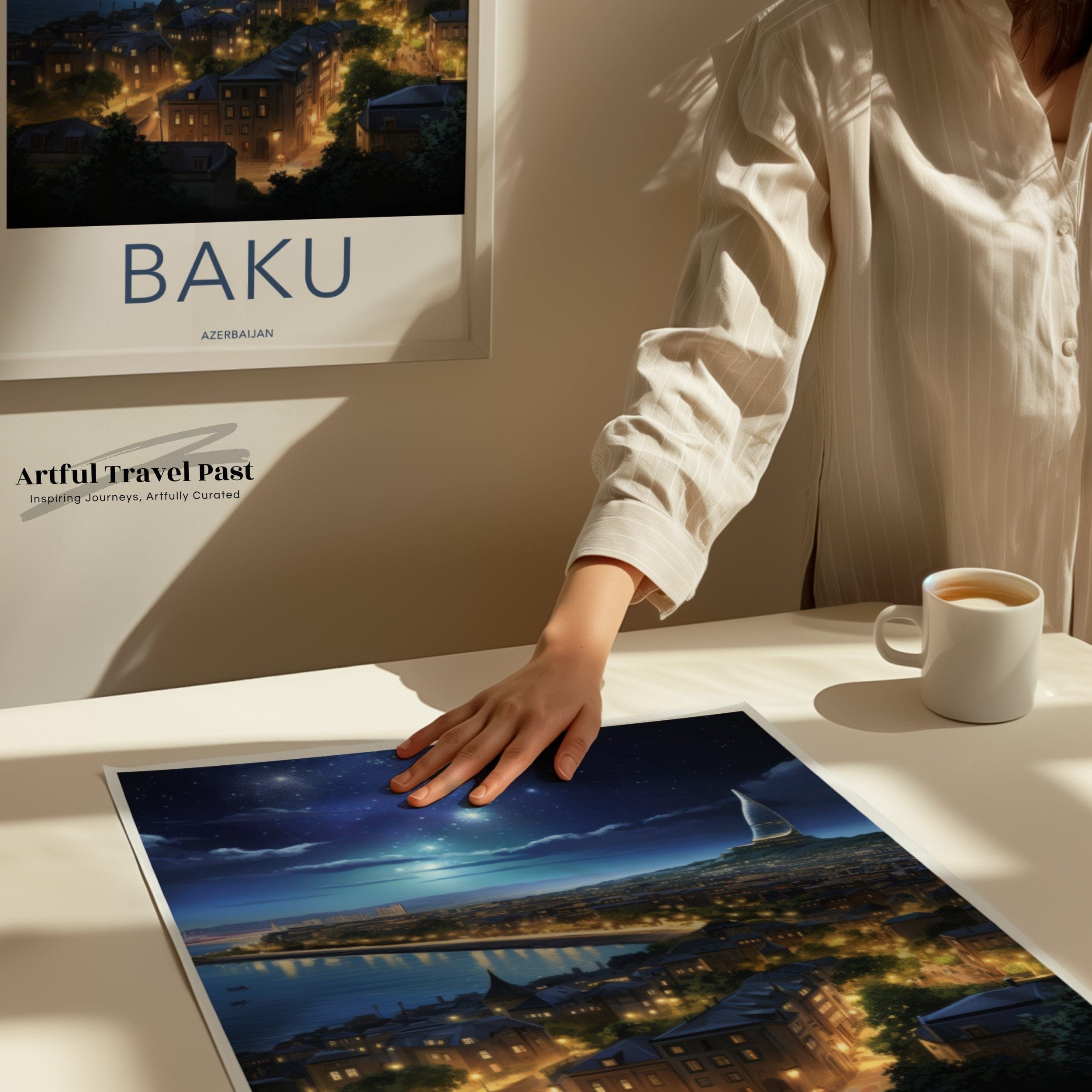 Wall Art Baku Poster | Starry Night Skyline | Azerbaijan Wall Art