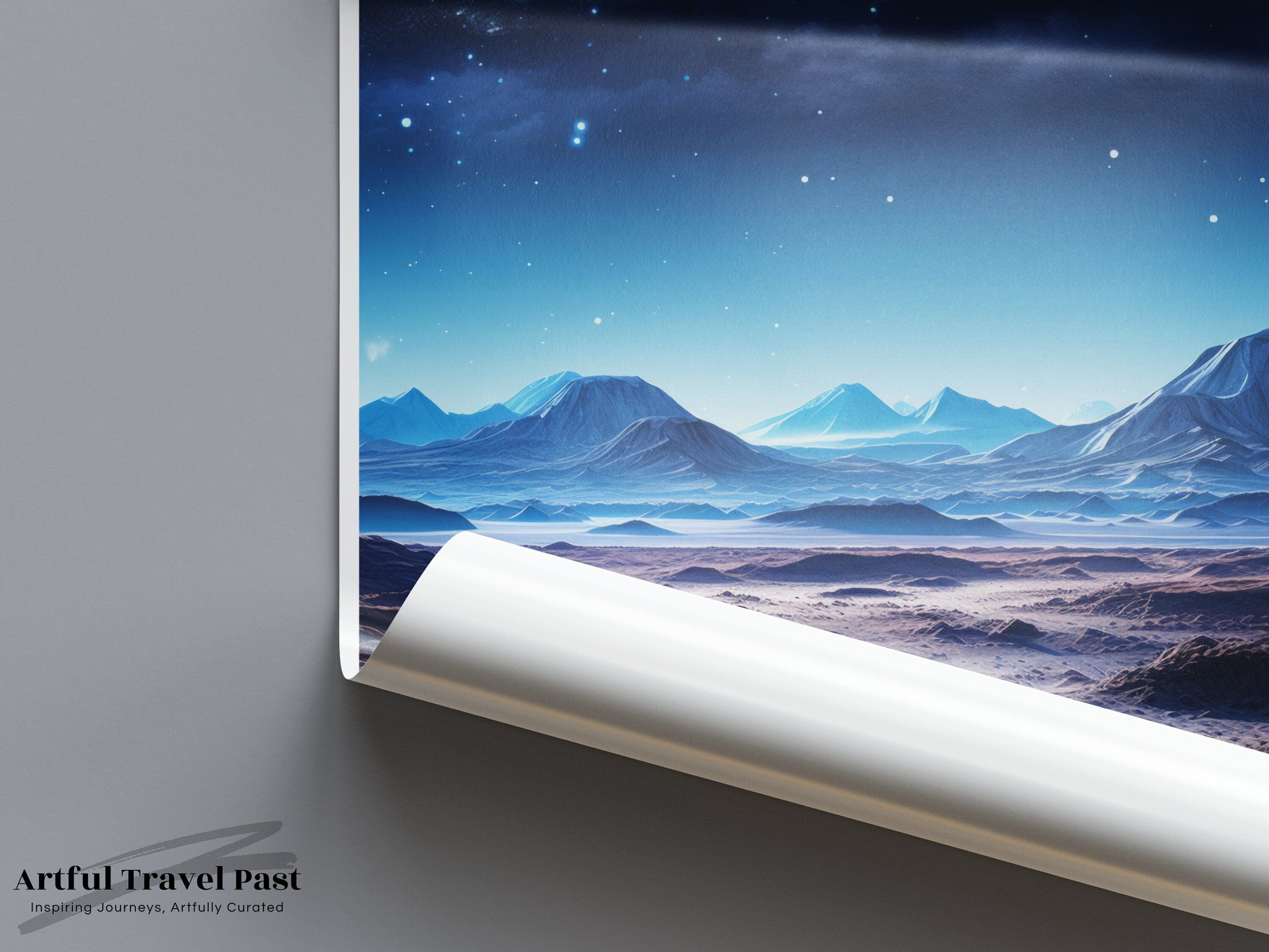 Wall Art Atacama Poster | Moonlit Desert Landscape | Chile Wall Art