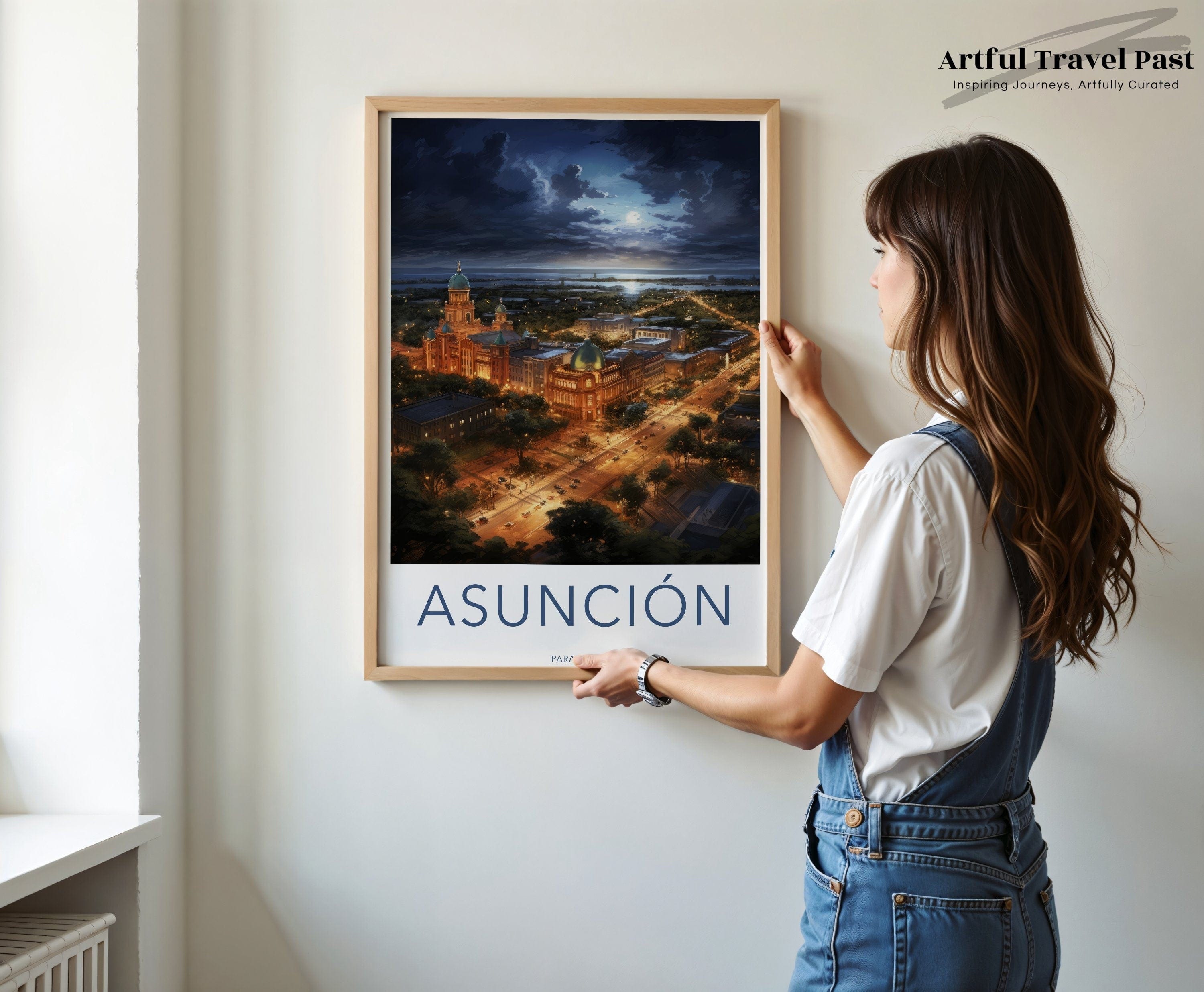 Wall Art Asunción Poster | Moonlit City | Paraguay Wall Art