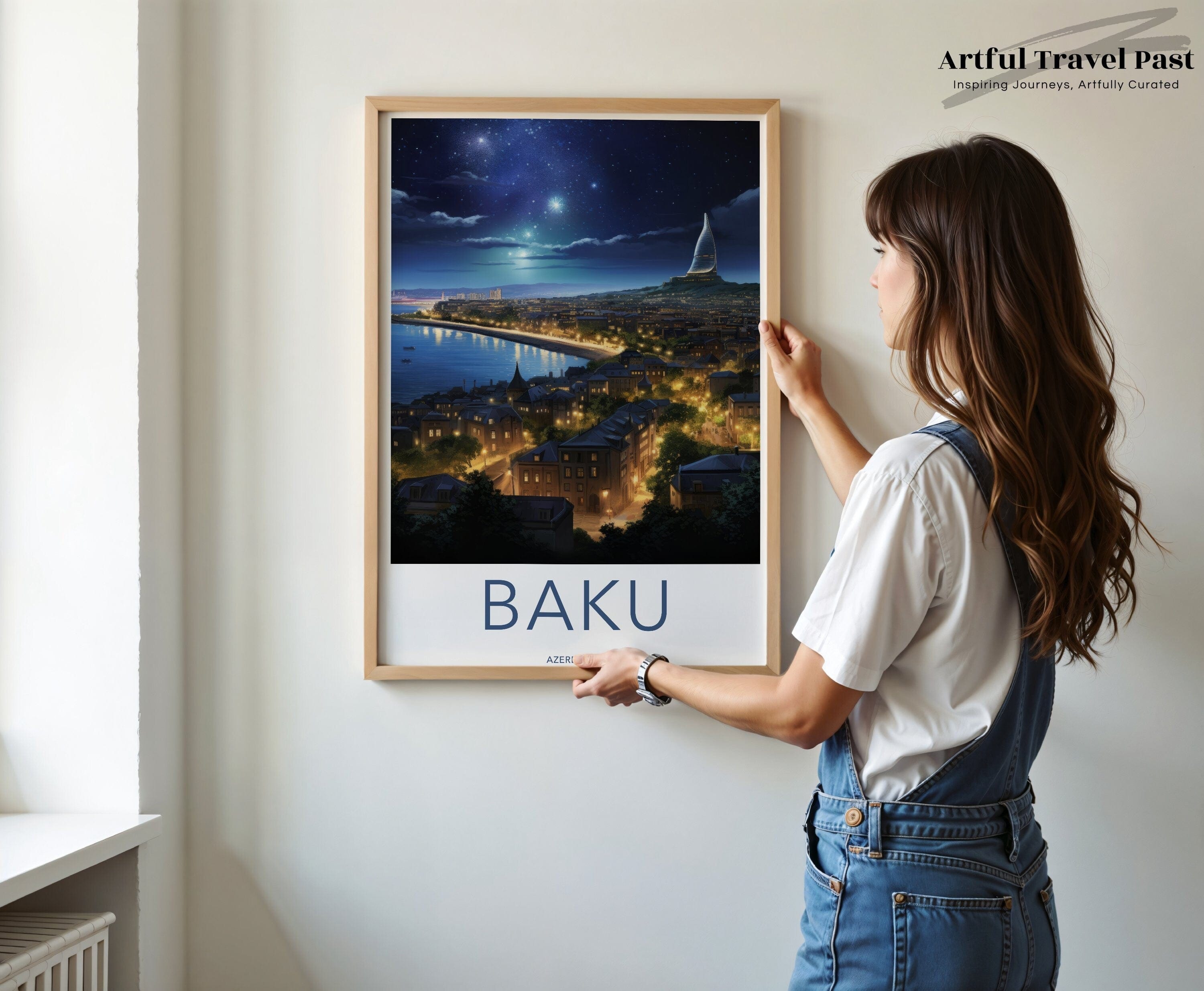 Wall Art Baku Poster | Starry Night Skyline | Azerbaijan Wall Art