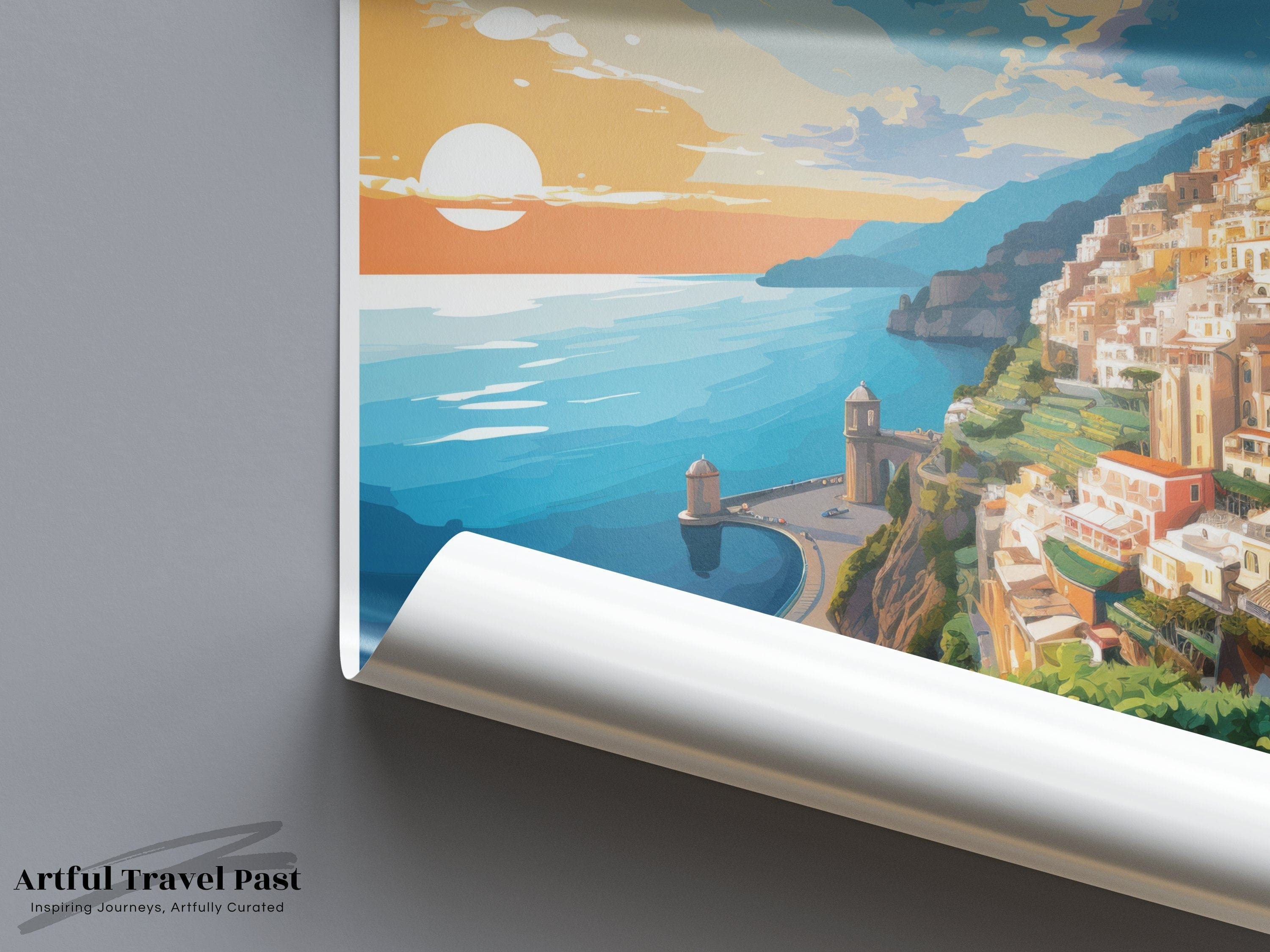 Wall Art Amalfi Coast Poster | Sunset Print | Italy Wall Art