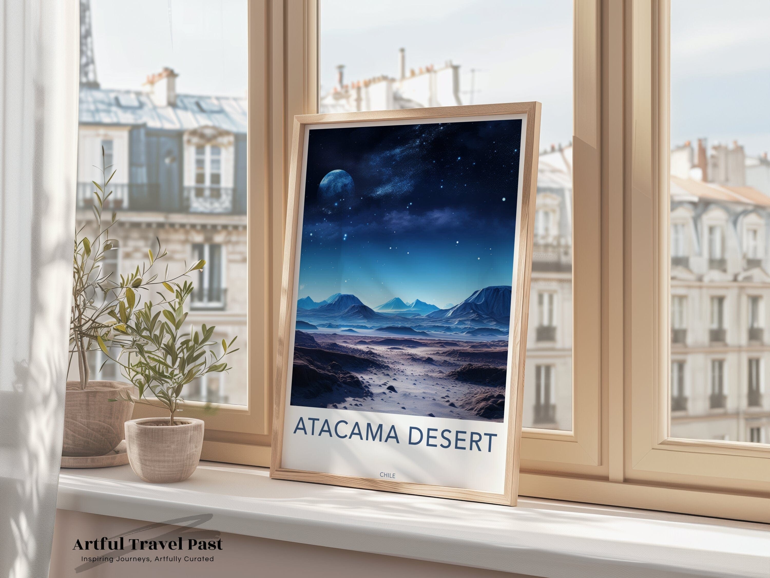 Wall Art Atacama Poster | Moonlit Desert Landscape | Chile Wall Art