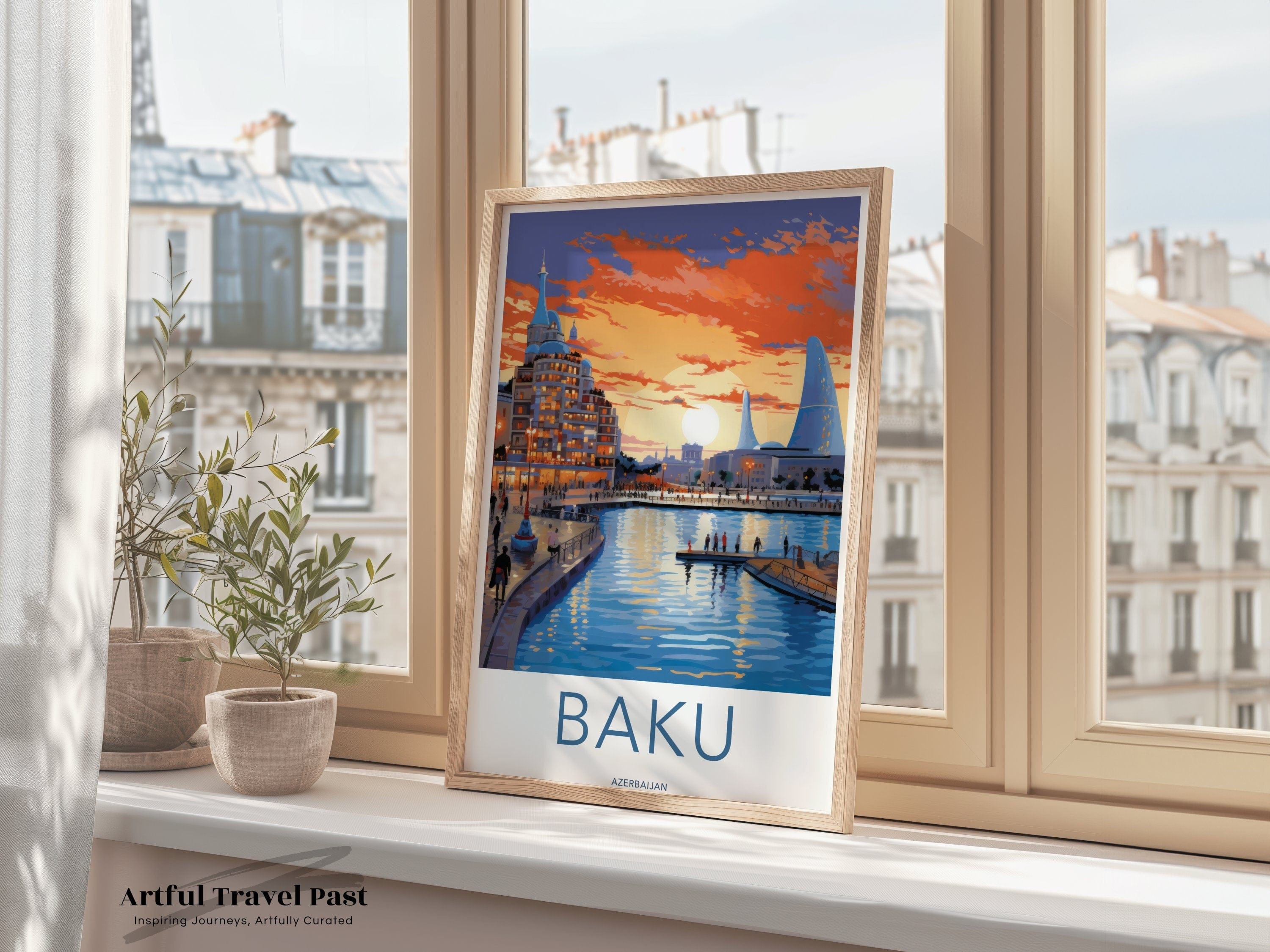 Wall Art Baku Poster | Sunset Skyline | Azerbaijan Wall Art