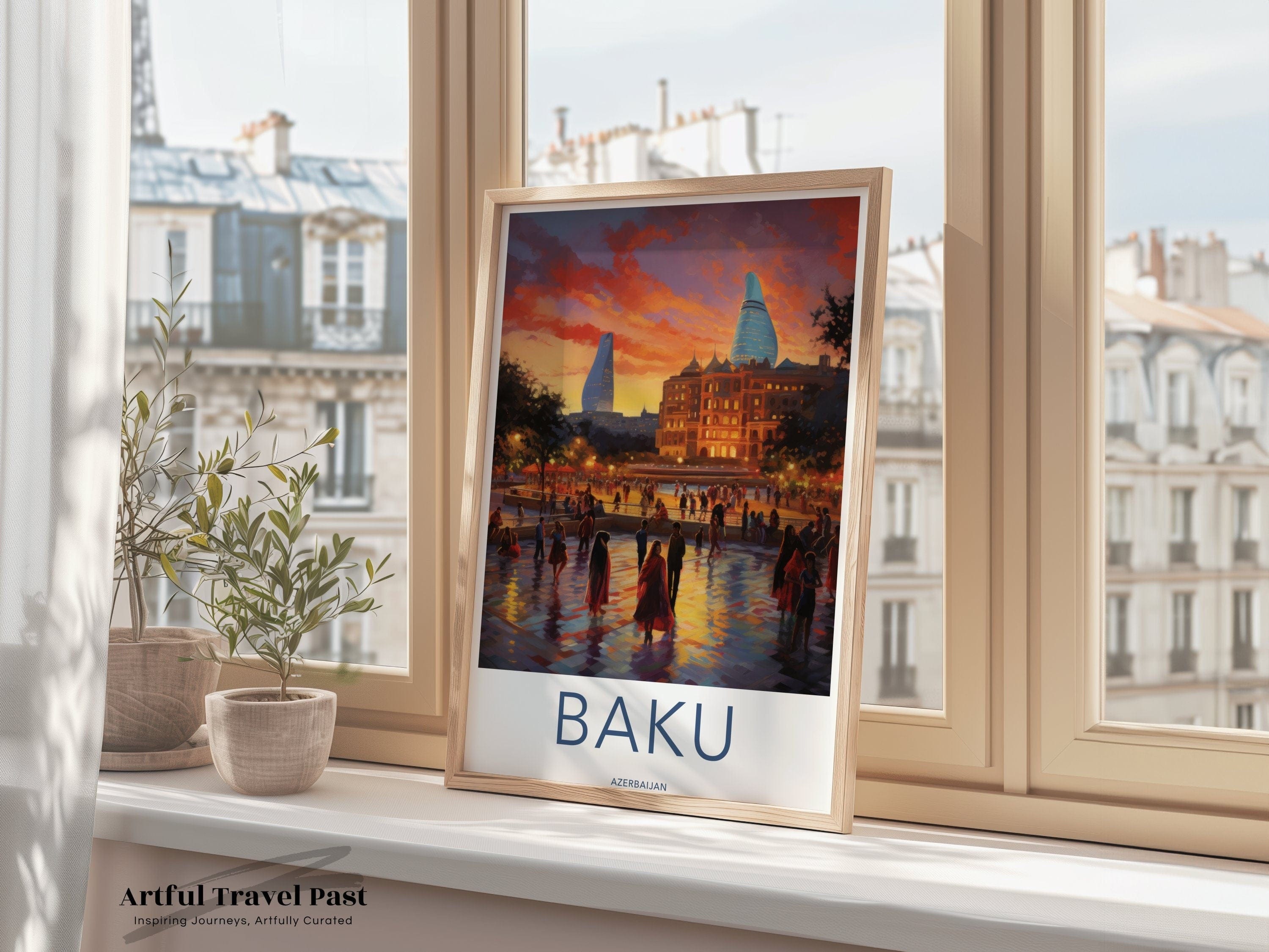 Wall Art Baku Poster | Vibrant City Streets | Azerbaijan Wall Art