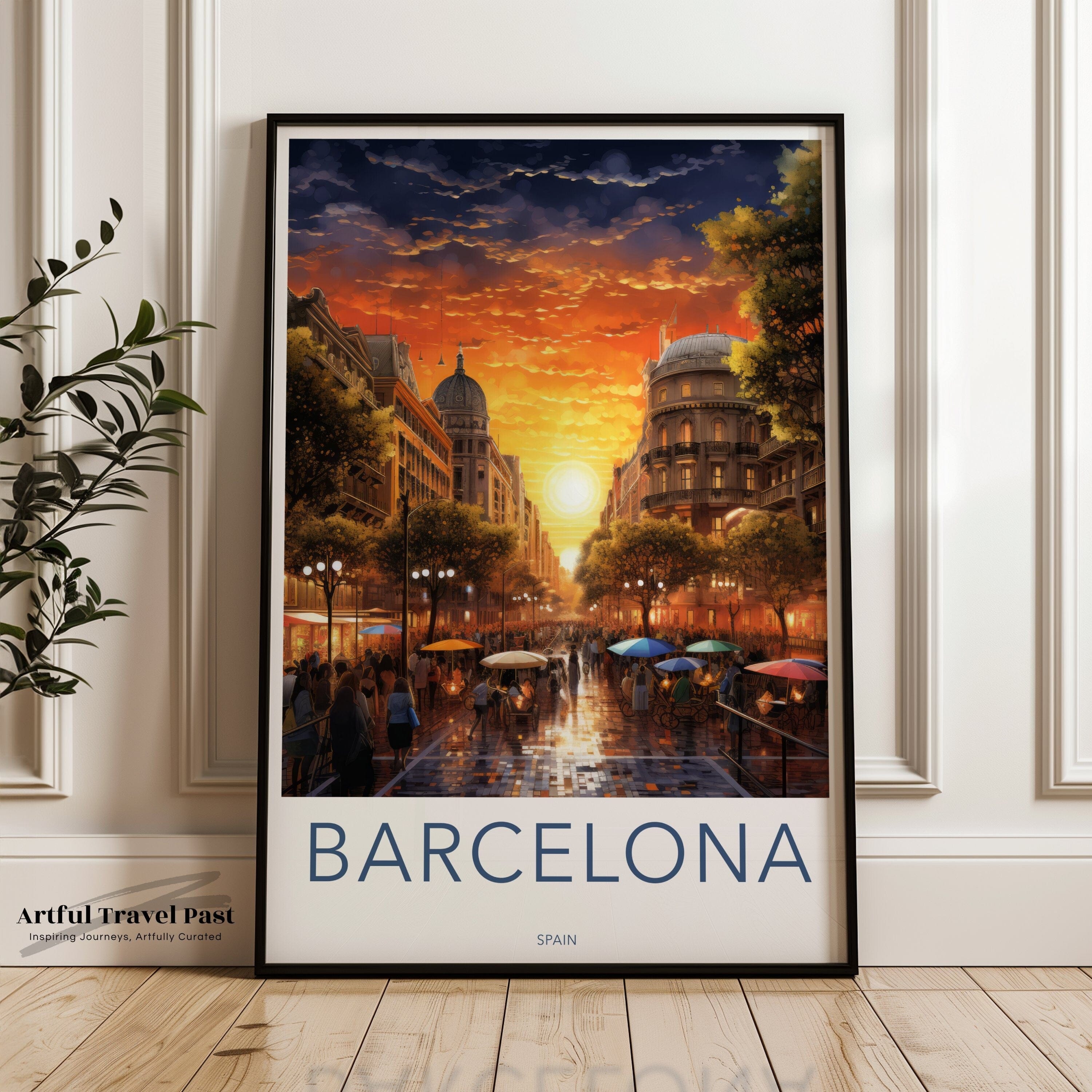 Wall Art Barcelona Sunset Poster | Spain Wall Art | Europe Decor