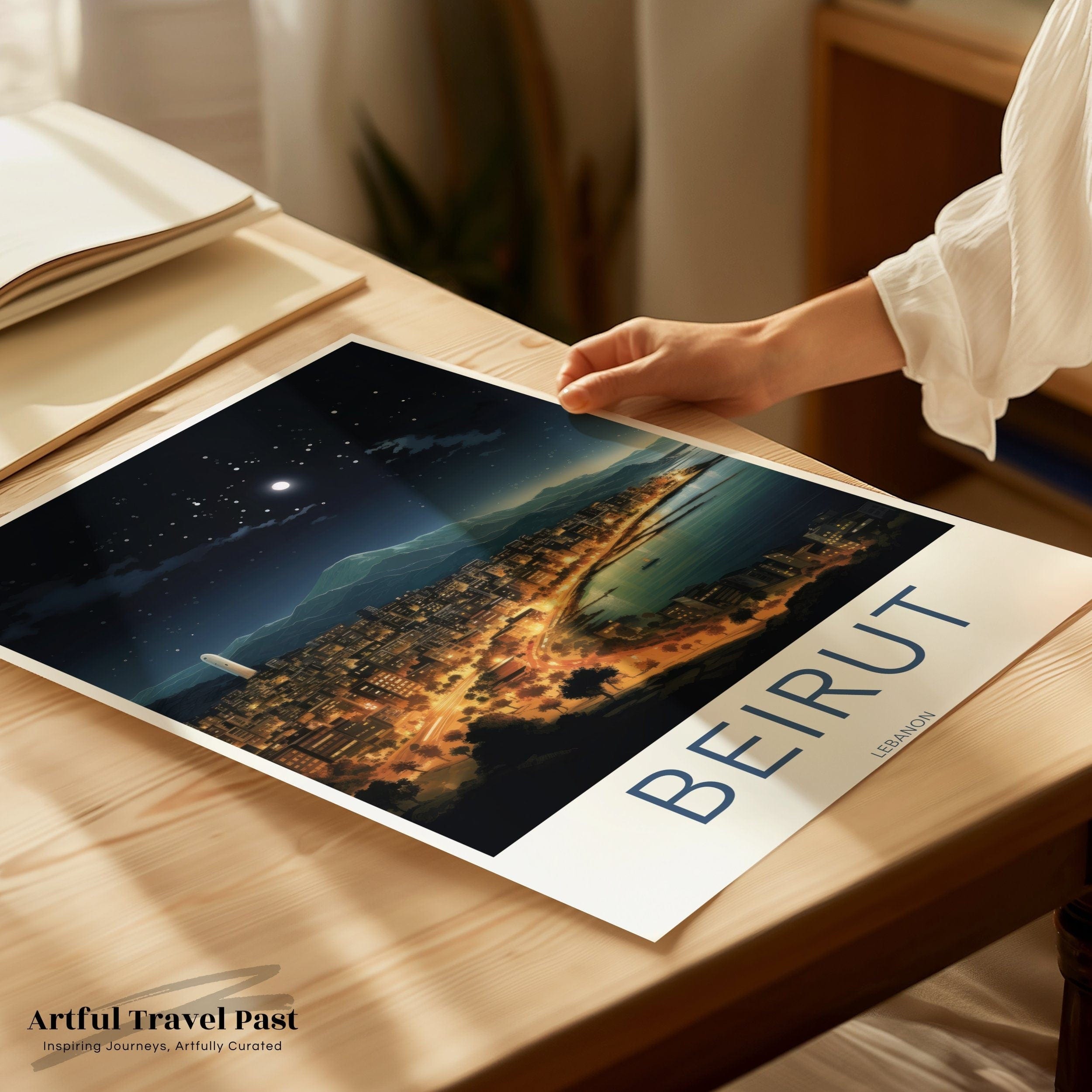 Wall Art Beirut Poster | Starry Night Skyline | Lebanon Wall Art