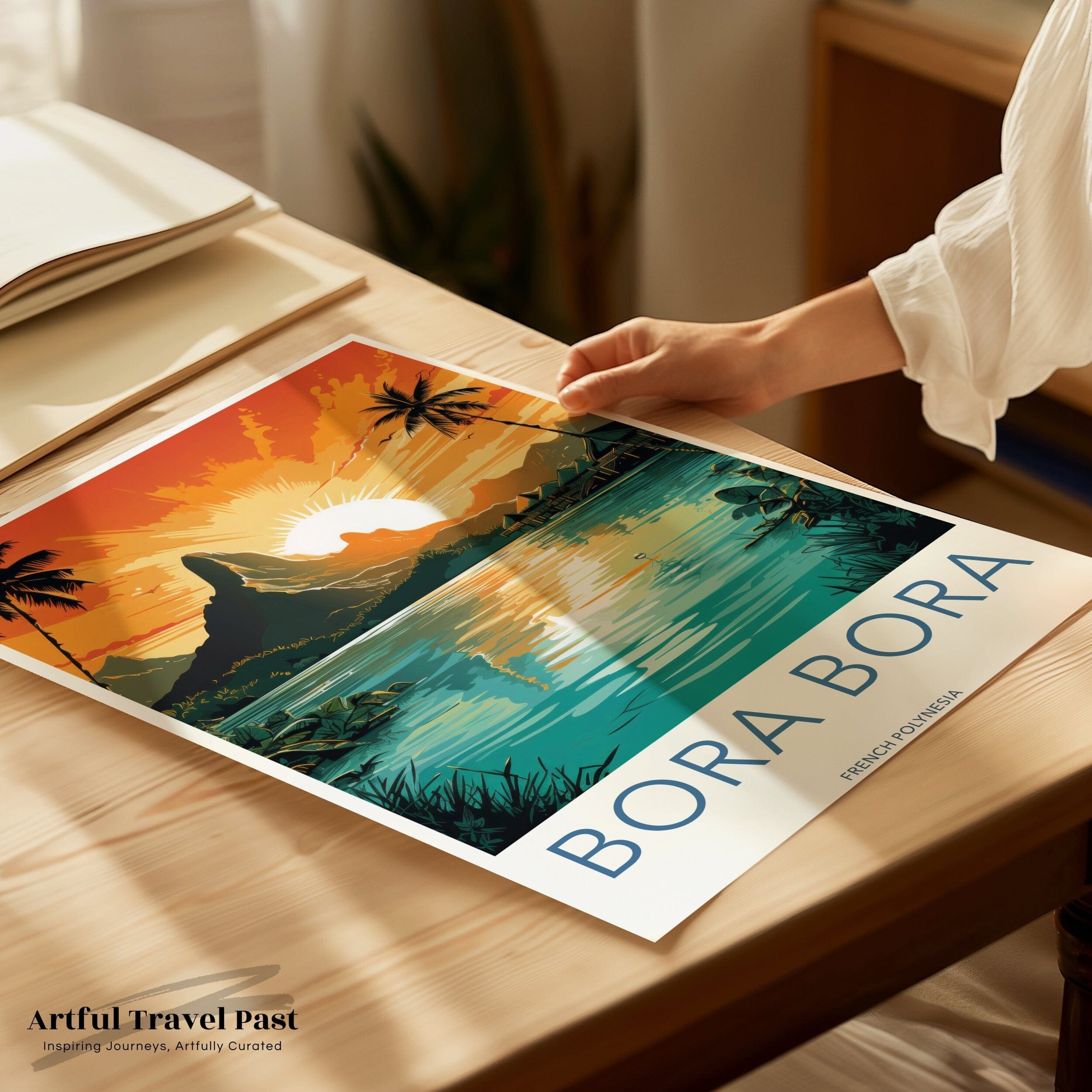 Wall Art Bora Bora Poster | Tropical Sunset | French Polynesia Wall Art