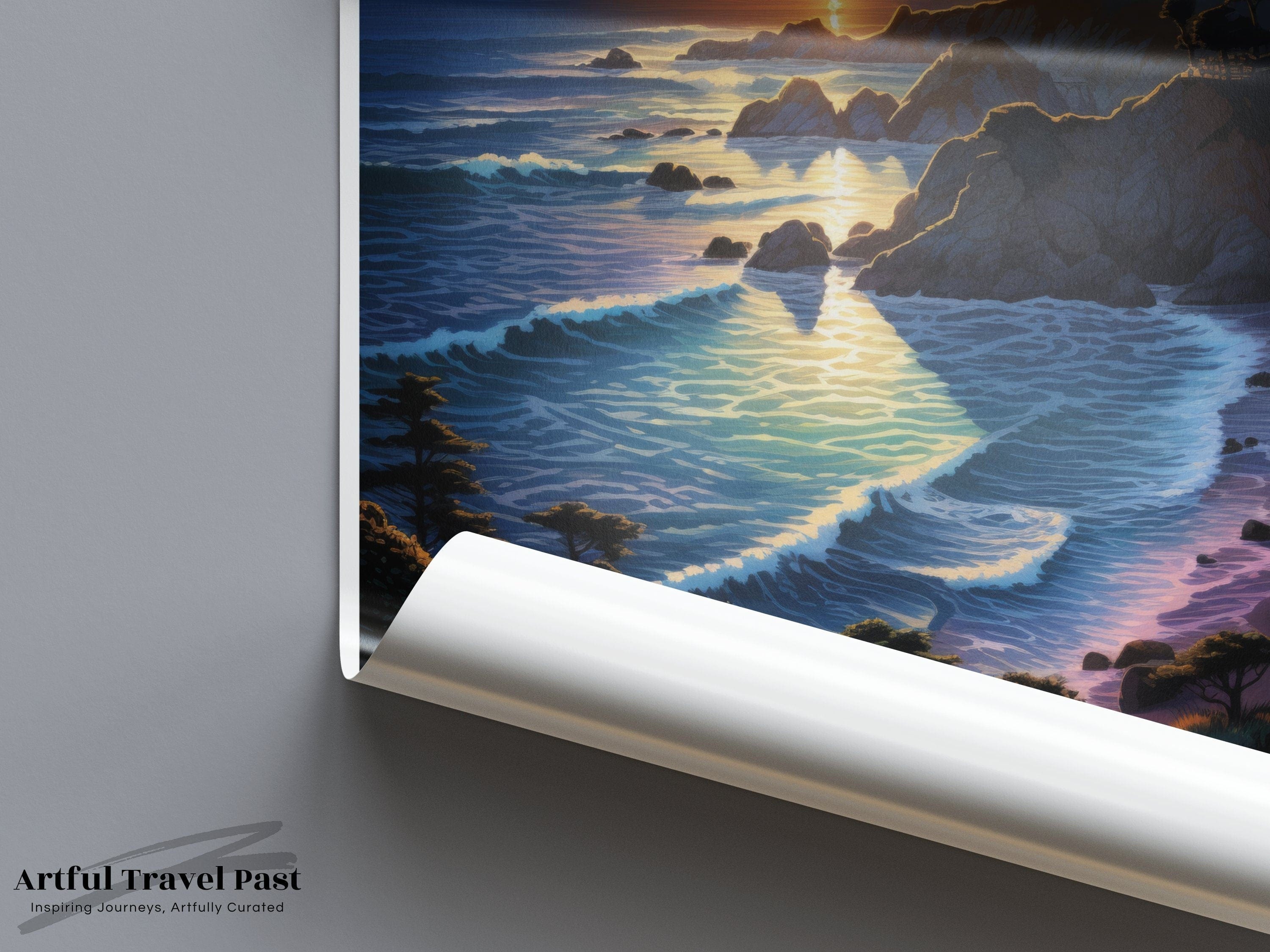 Wall Art Big Sur Poster | Californian Sunset Wall Art | USA Decor