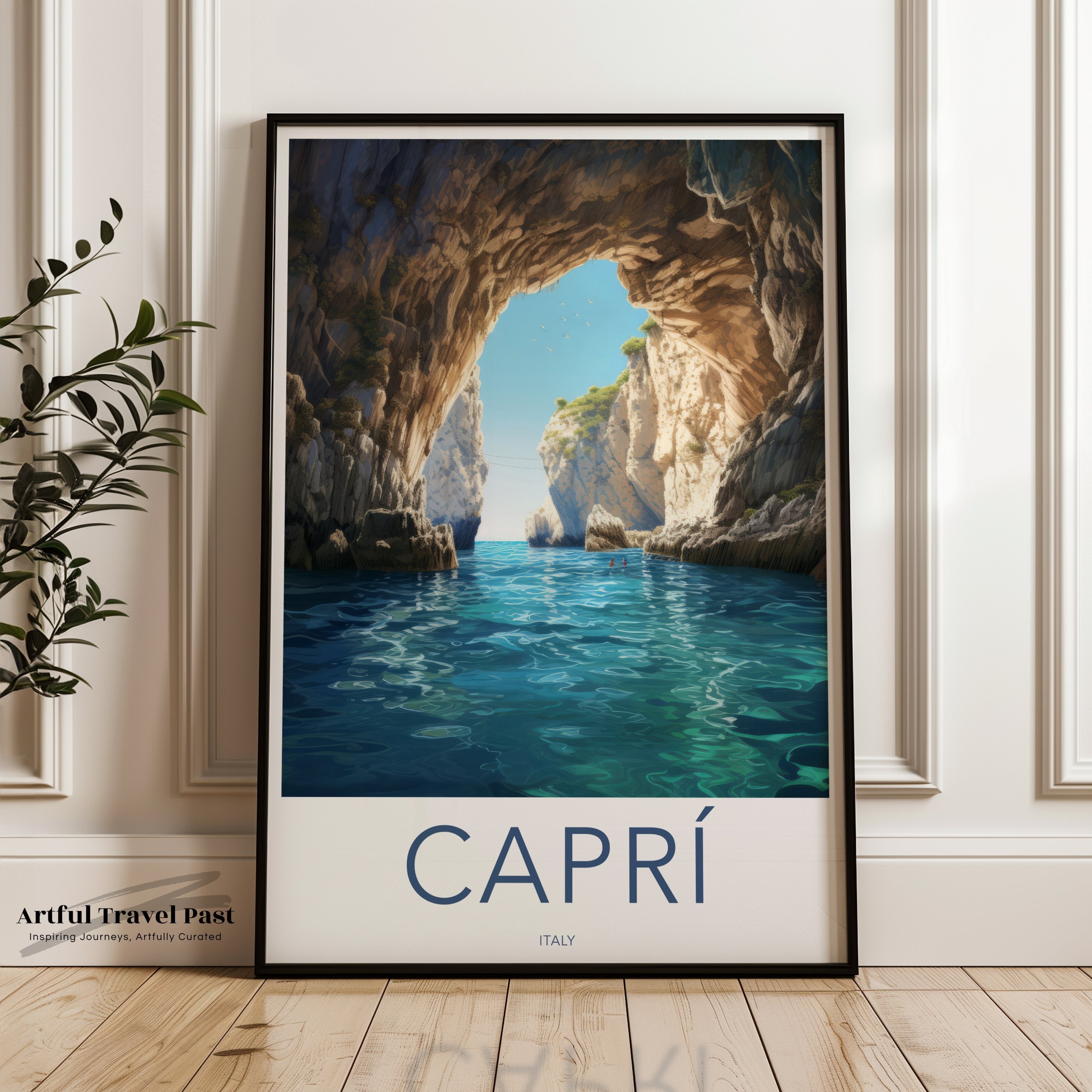 Capri Italy Wall Art Print, Coastal Cave Landscape Print, Mediterranean Seaside Poster, Scenic Ocean View Decor