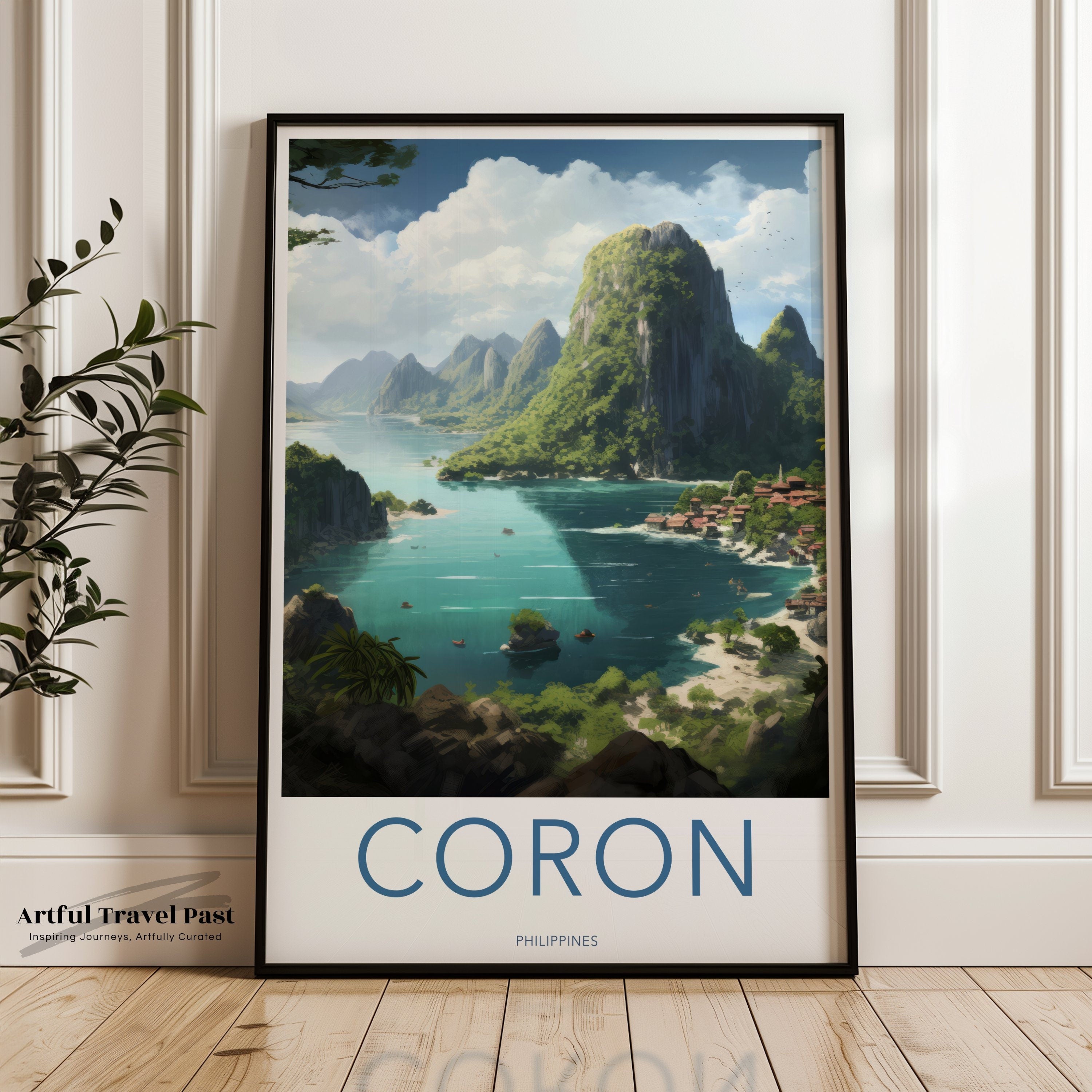 Coron Philippines Tropical Paradise Landscape Poster, Scenic Island Wall Art, Travel Destination Print, Coastal Decor