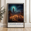 Casablanca Morocco Night Cityscape Wall Art, Illuminated Street Poster, Moonlit Urban Scene Print, Decorative Night Scene Decor