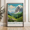 Dolomite Alps Wall Art, Italy Landscape Print, Nature Mountain Poster, Scenic Art for Home Decor, Alpine Valley Artwork