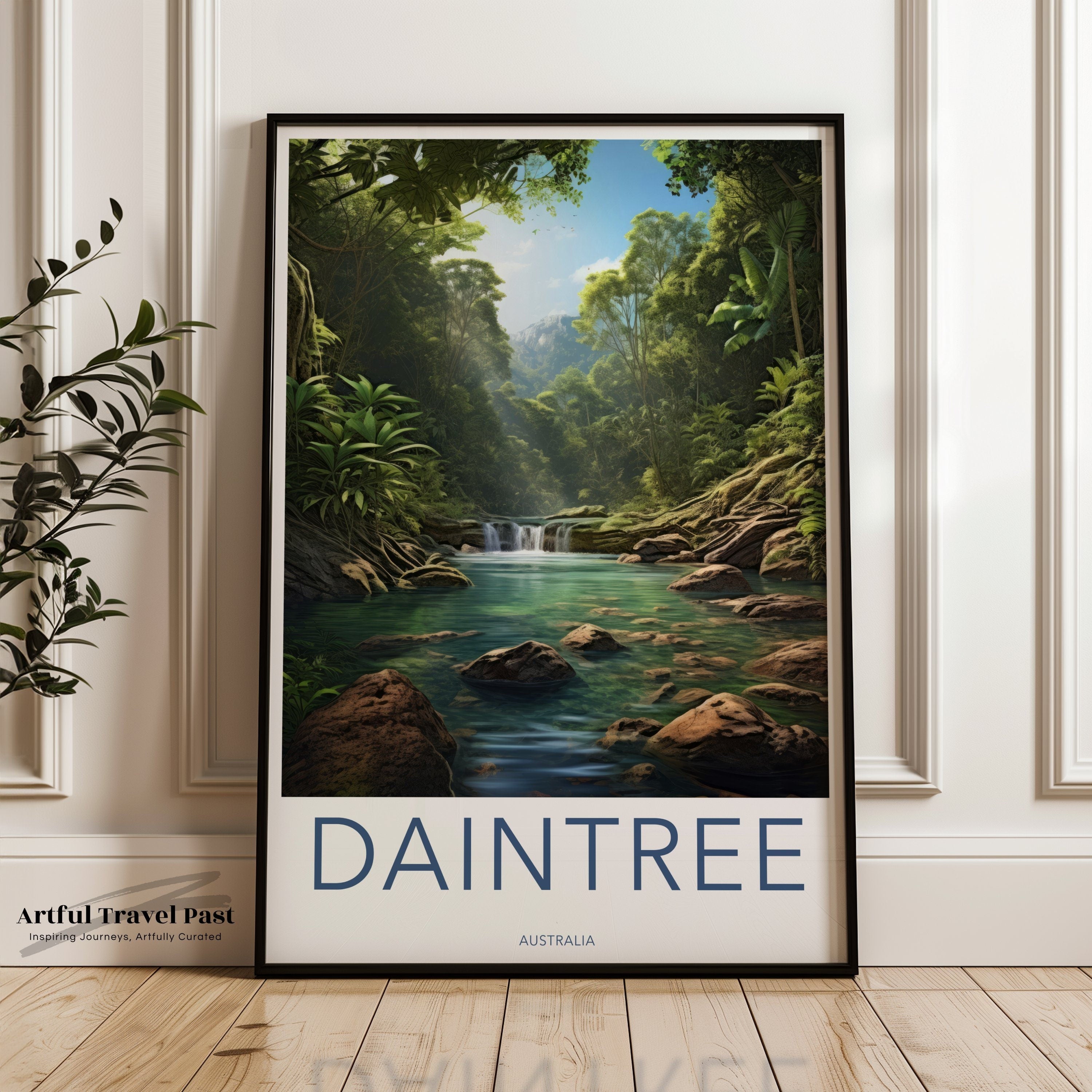 Daintree rainforest wall art print, Australia nature poster, landscape photography decor, waterfall scenery wall art