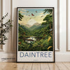 Daintree Australia Wall Art, Nature Landscape Print, Mountain Forest River Decor, Jungle Wildlife Illustration, Tropical Art Poster