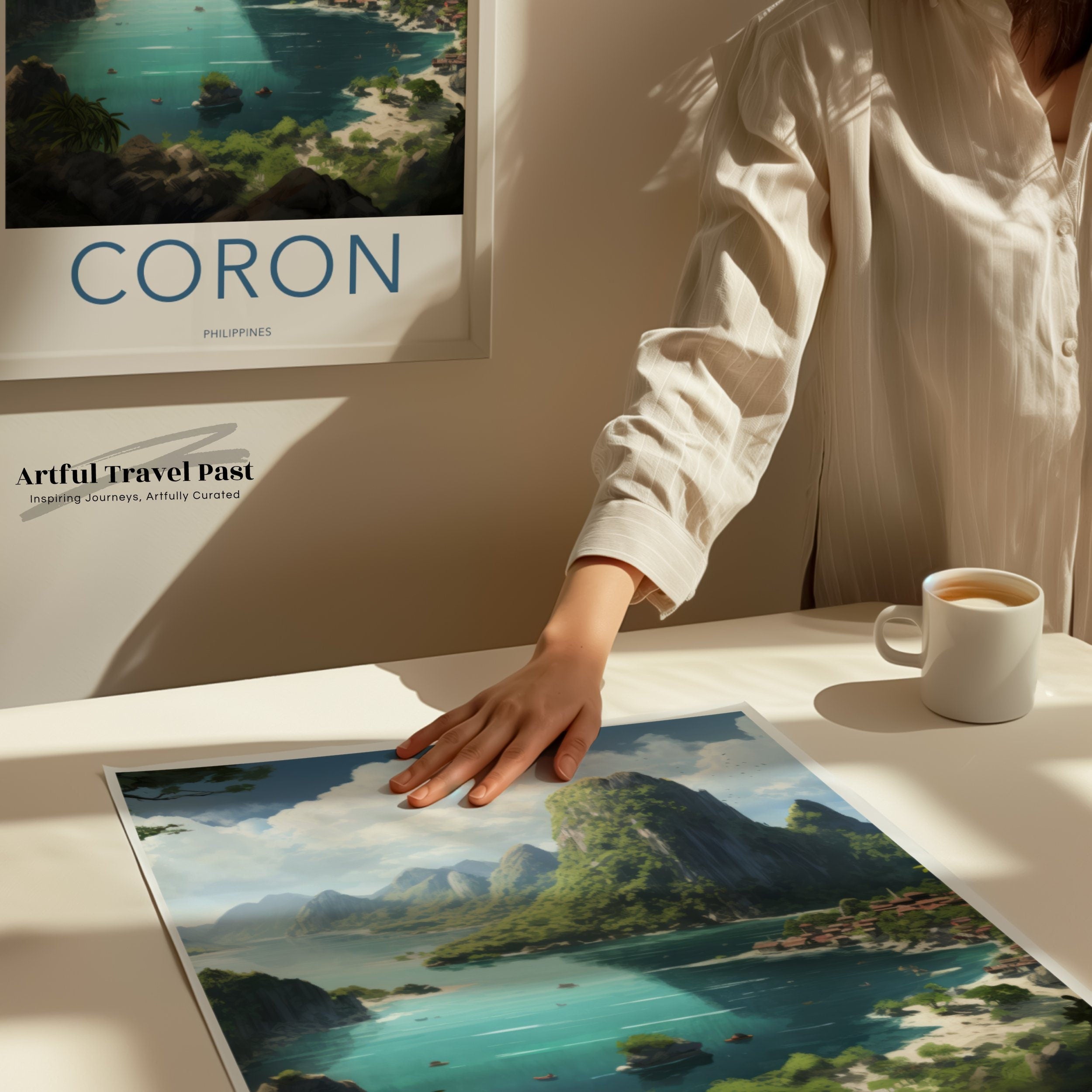 Coron Philippines Tropical Paradise Landscape Poster, Scenic Island Wall Art, Travel Destination Print, Coastal Decor