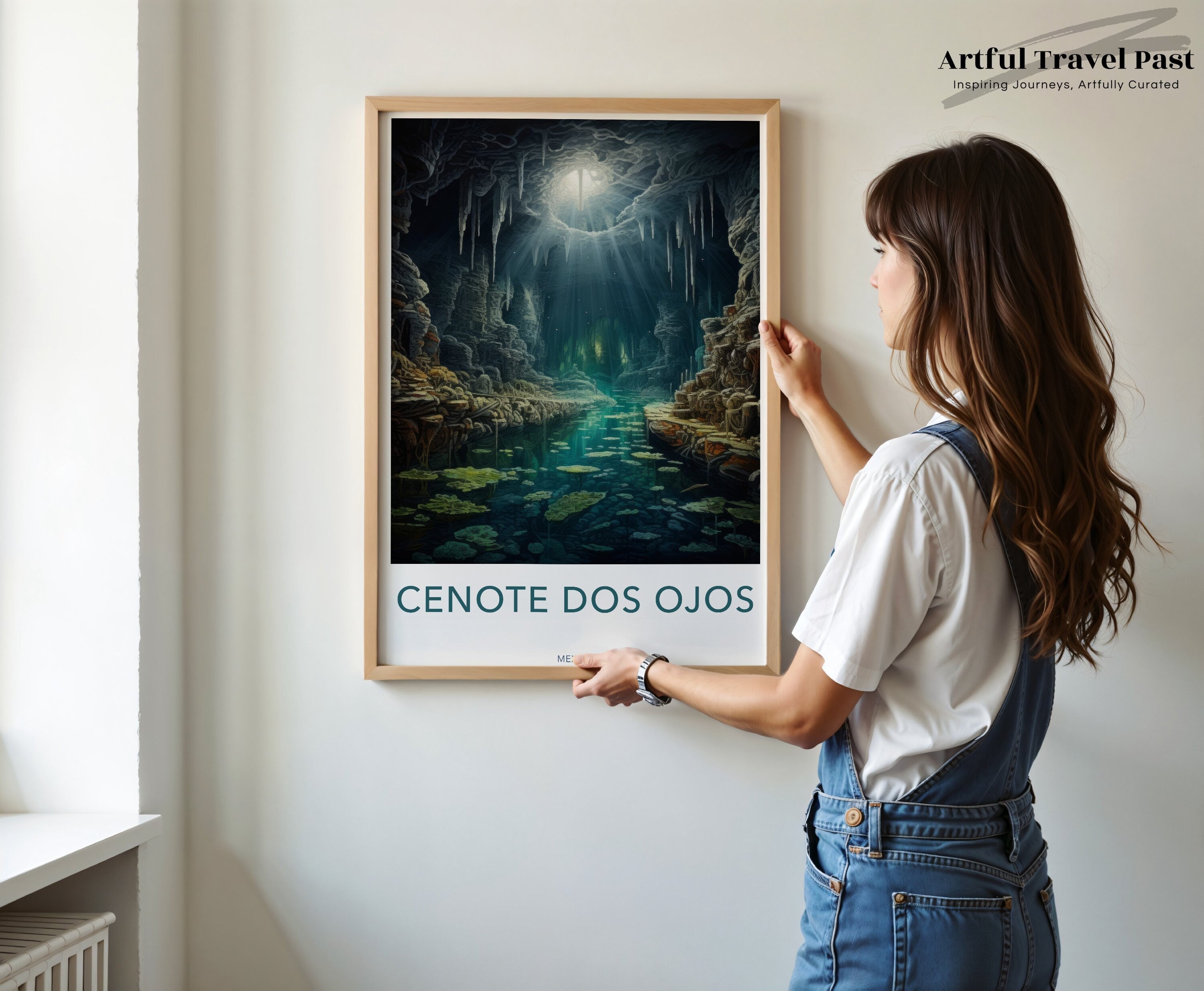 Cenote Dos Ojos Wall Art, Mystical Mexican Caves Print, Nature Inspired Wall Decor, Underwater Cave Poster, Dreamy Cave Painting