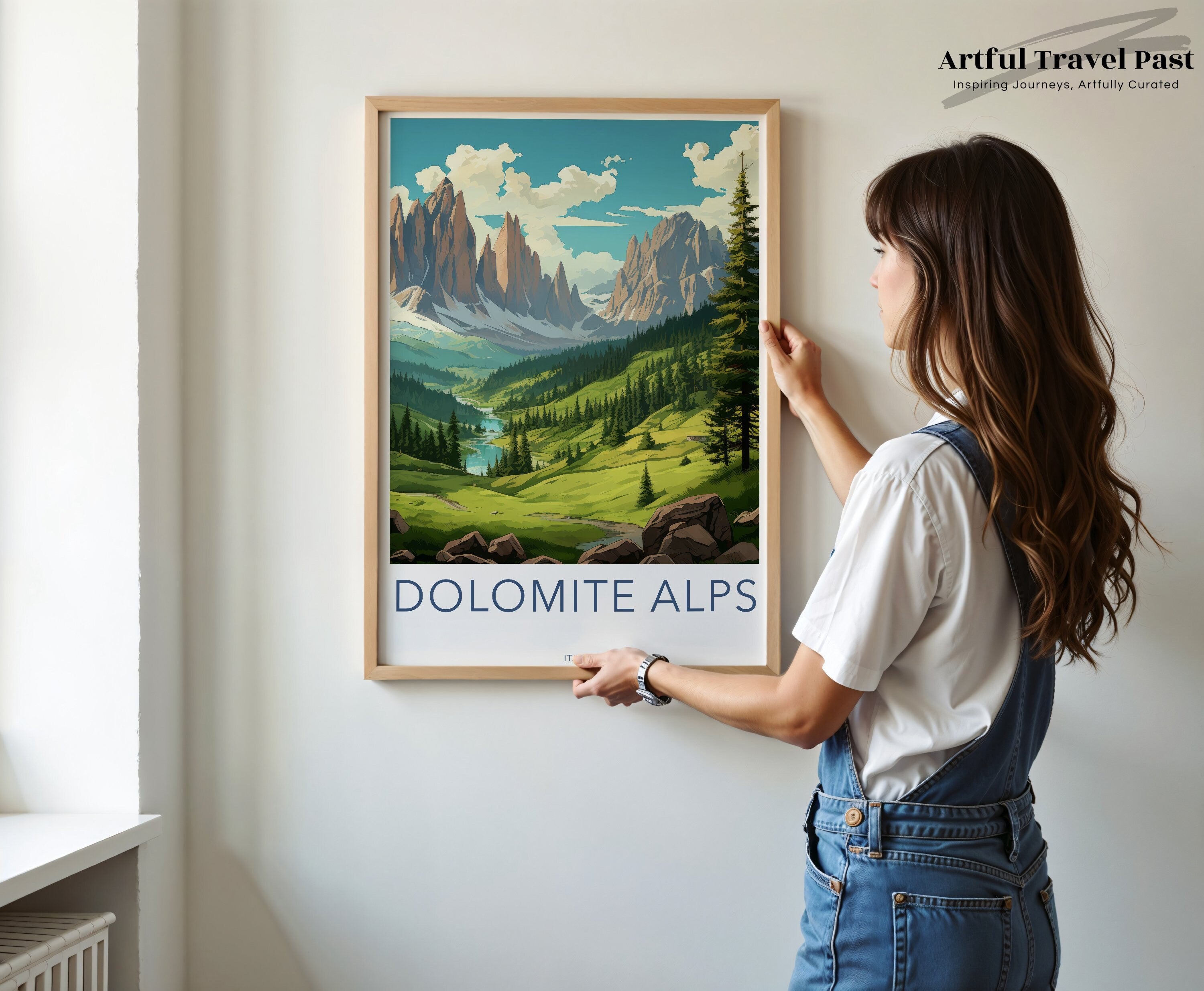 Dolomite Alps Italy Wall Art, Scenic Mountain Landscape Decor, Nature Print for Home, Alpine Travel Poster, Hiking Adventure Art