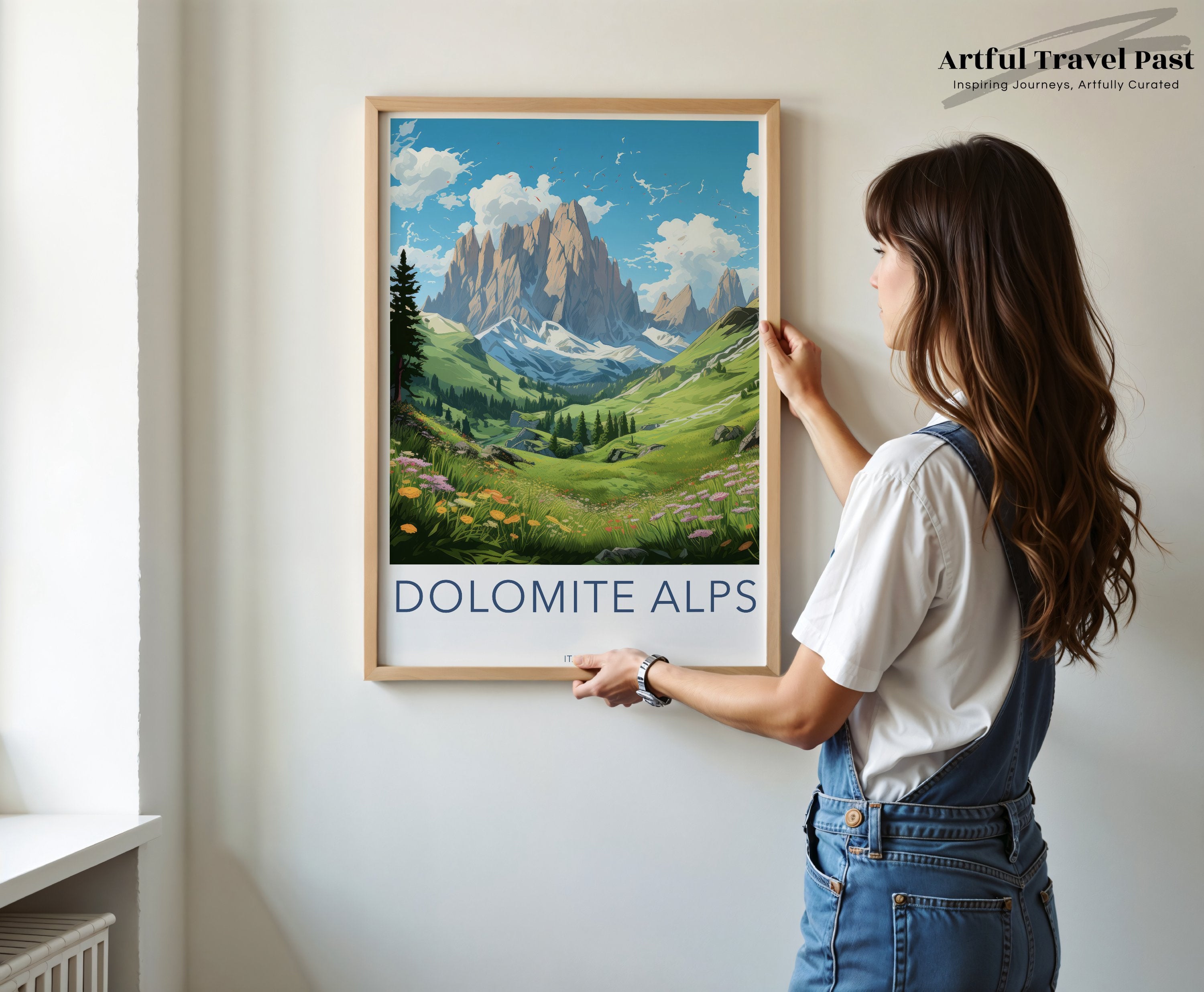 Stunning Dolomite Alps Wall Art Print, Italy Travel Poster, Landscape Art, Nature Illustration, Alpine Wall Decor, Mountain Scenery