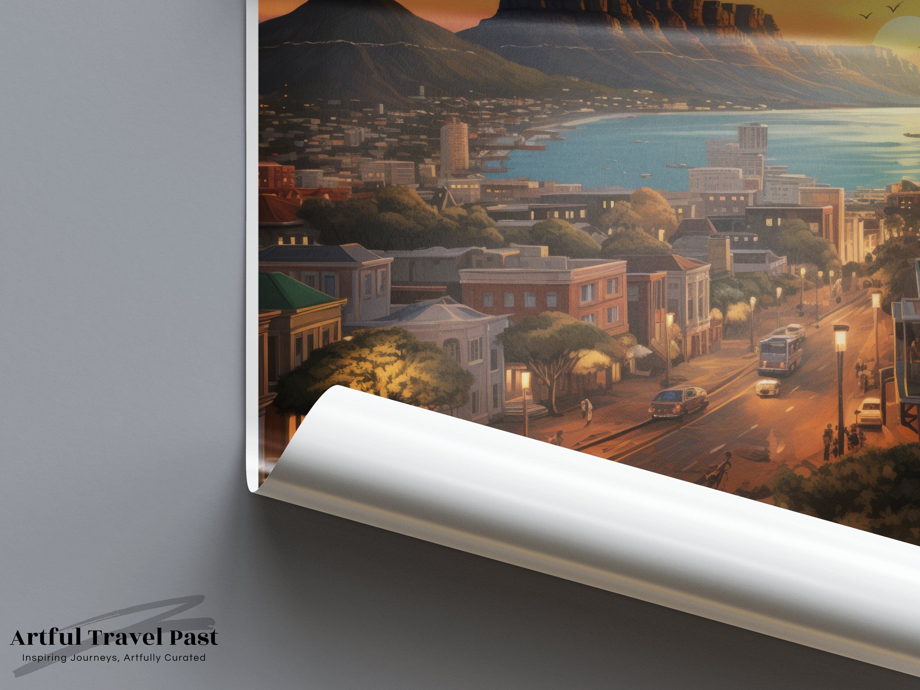 Wall Art Cape Town Poster | Mountain Sunset | South Africa Wall Art