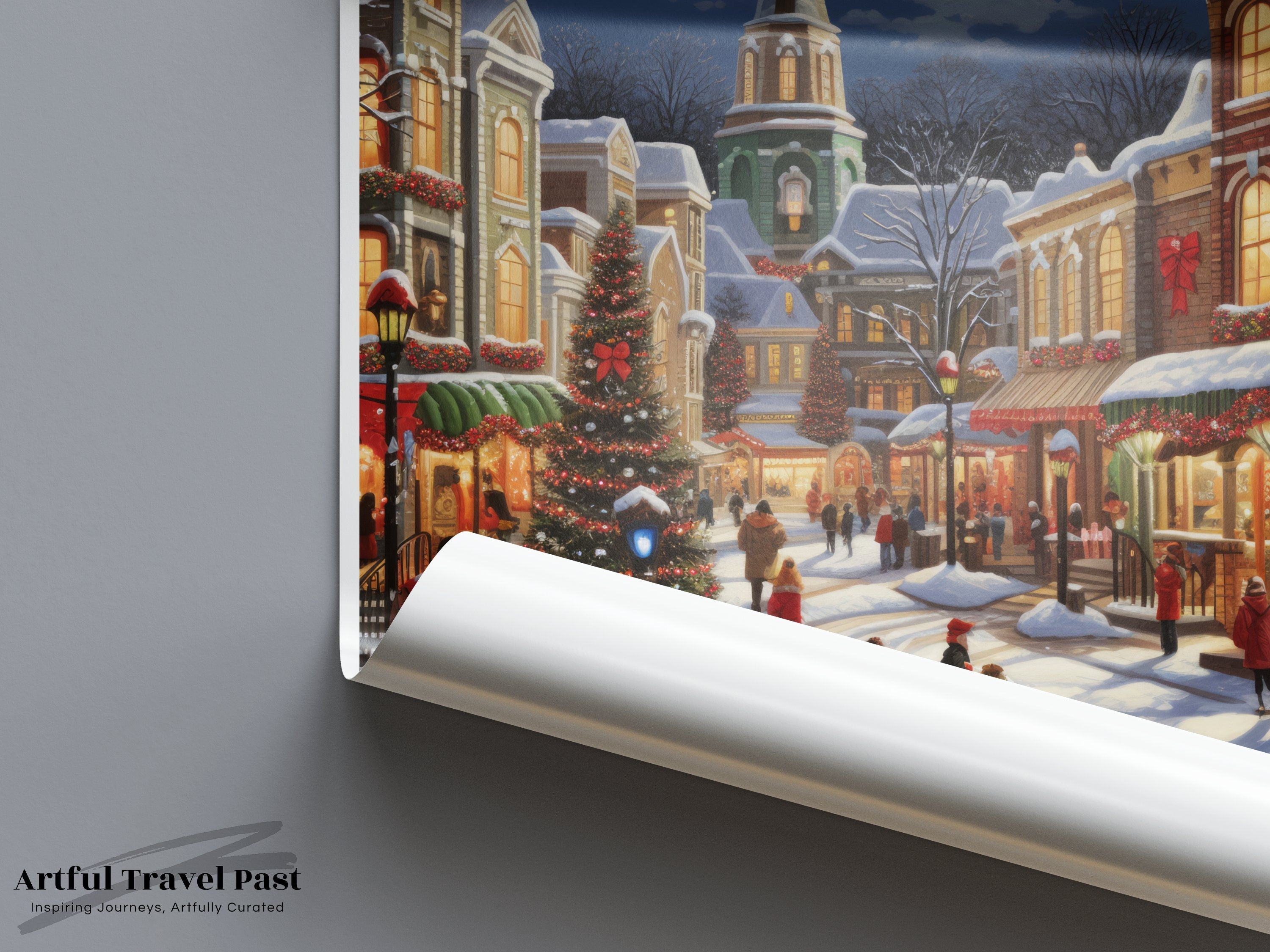 Christmas Winter Wonderland Scene, Frankenmuth Michigan Wall Art, Holiday Village Print, Festive Snowy Street Decor, Holiday Gift