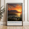 Sunset Over Hoerikwaggo South Africa Wall Art Print, Scenic Landscape Poster, Nature Artwork, Beautiful Ocean View Decor