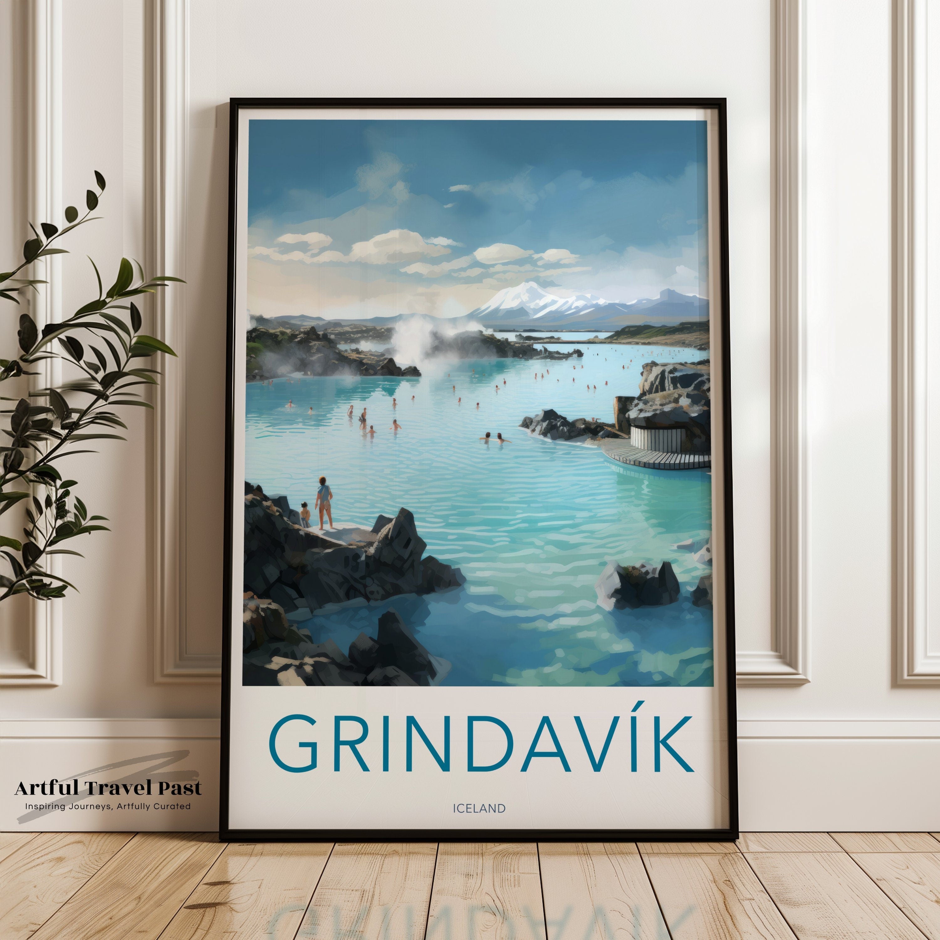 Grindavik Iceland Wall Art Print, Thermal Pool Poster, Scandinavian Travel Decor, Nordic Landscape Artwork, Coastal Home Decor