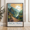 Inca Trail Wall Art Print, Scenic Mountain Landscape, Vibrant Nature Decor, Peru Travel Poster, Hiking Adventure Illustration