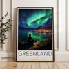 Greenland Northern Lights Scenic View, Aurora Borealis Wall Art, Nature Landscape Poster, Arctic Adventure Decor, Travel Print