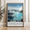 Grindavik Iceland Wall Art, Blue Lagoon Poster, Scandinavian Art Print, Nordic Decor, Gift for Travel Lovers, Minimalist Landscape Art